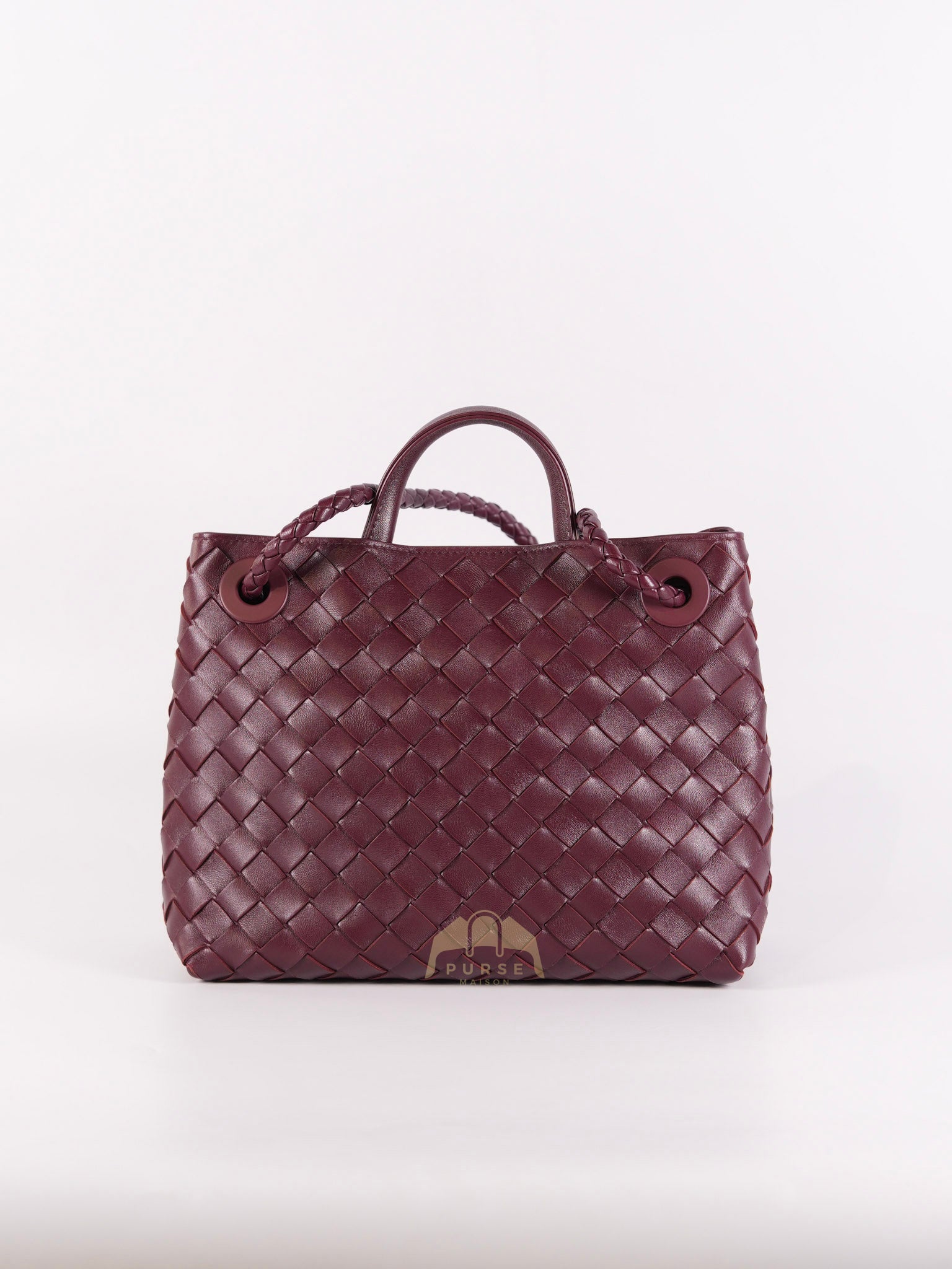 Andiamo Small in Burgundy Nappa Intrecciato Leather Shoulder Bag | Purse Maison Luxury Bags Shop