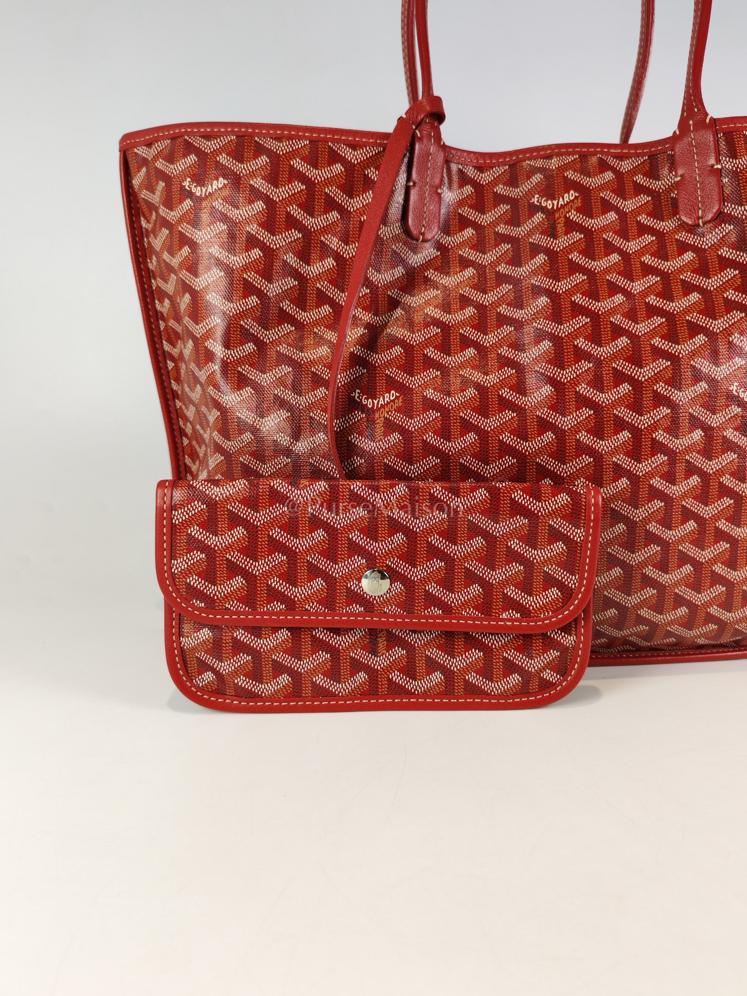 Anjou PM Bag in Red Goyardine Canvas | Purse Maison Luxury Bags Shop