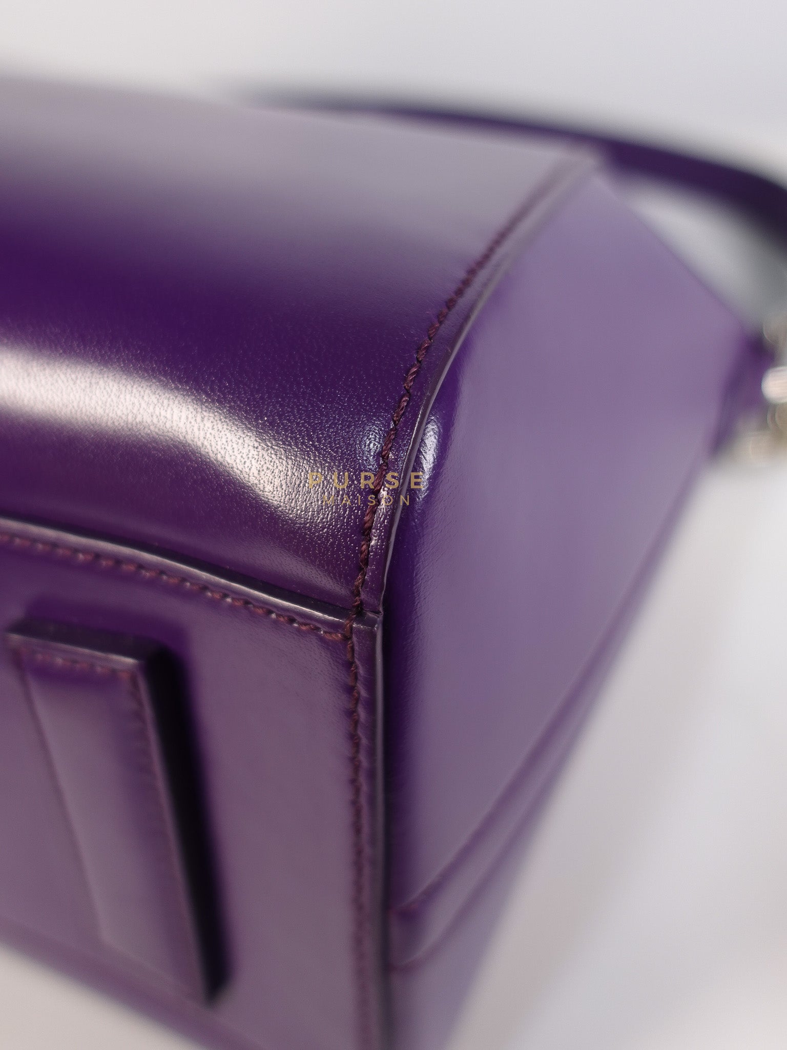 Antigona Medium Bag in Purple Shade Calfskin Leather & Silver Hardware | Purse Maison Luxury Bags Shop