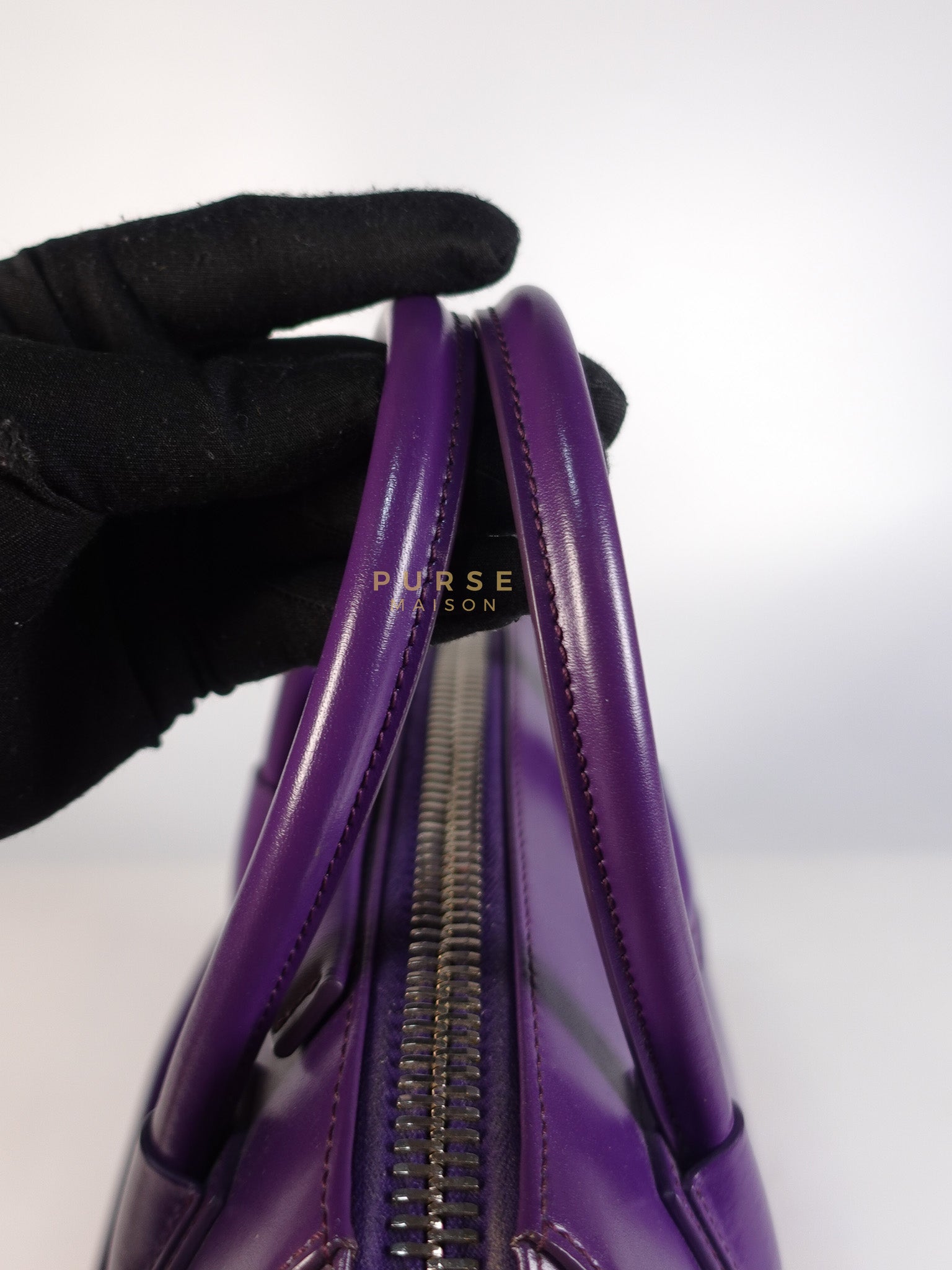 Antigona Medium Bag in Purple Shade Calfskin Leather & Silver Hardware | Purse Maison Luxury Bags Shop