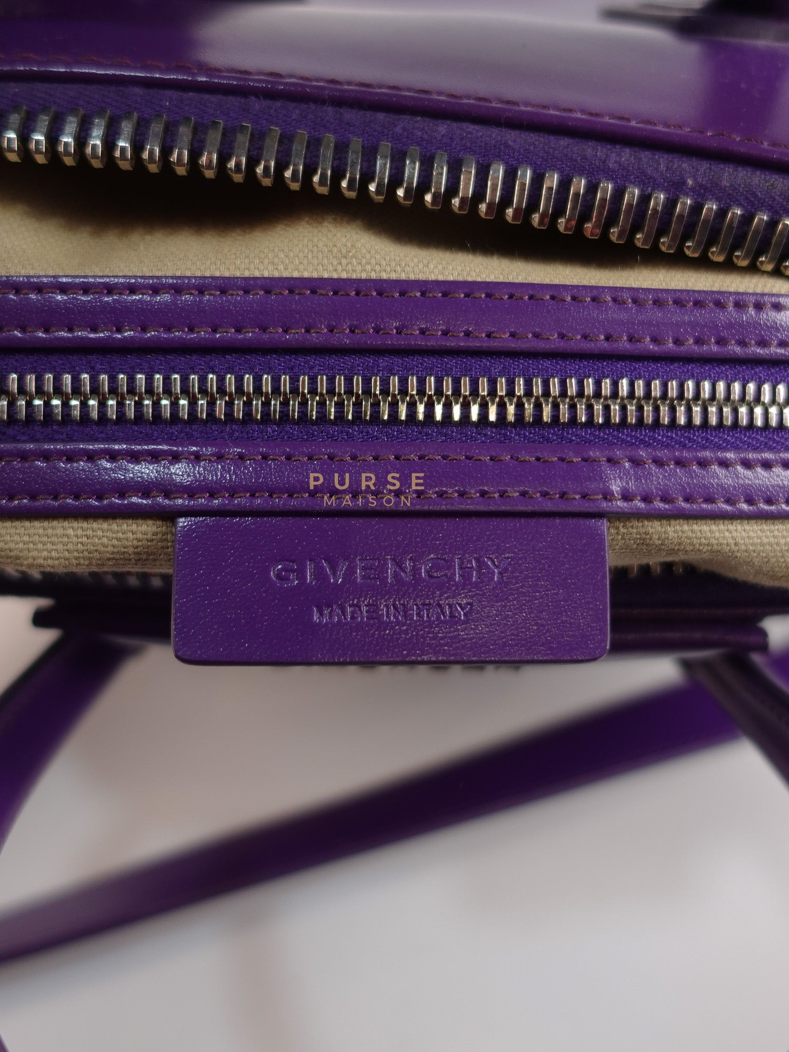 Antigona Medium Bag in Purple Shade Calfskin Leather & Silver Hardware | Purse Maison Luxury Bags Shop