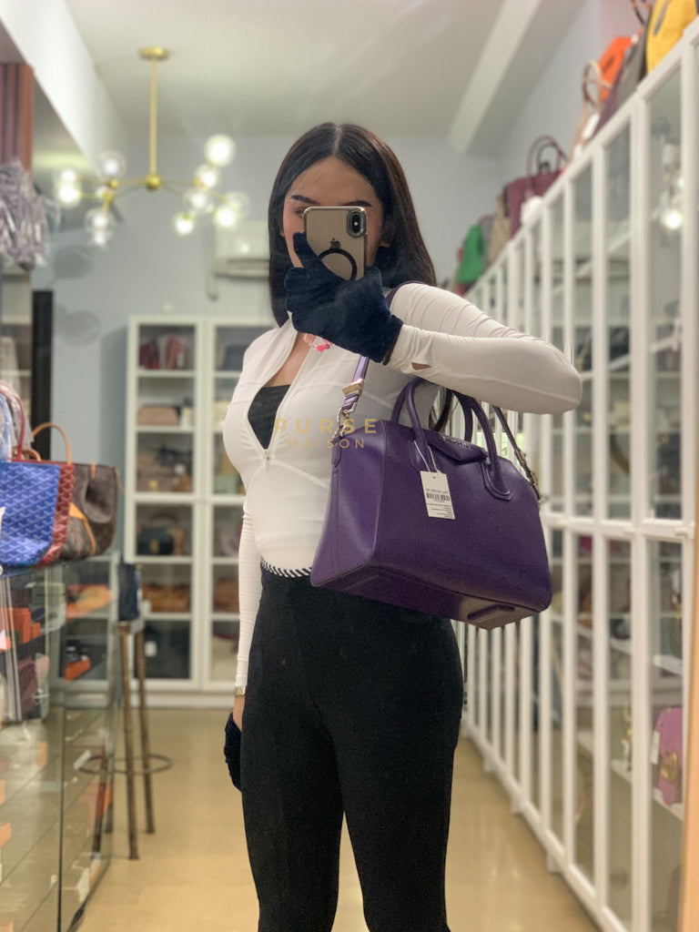 Antigona Medium Bag in Purple Shade Calfskin Leather & Silver Hardware | Purse Maison Luxury Bags Shop