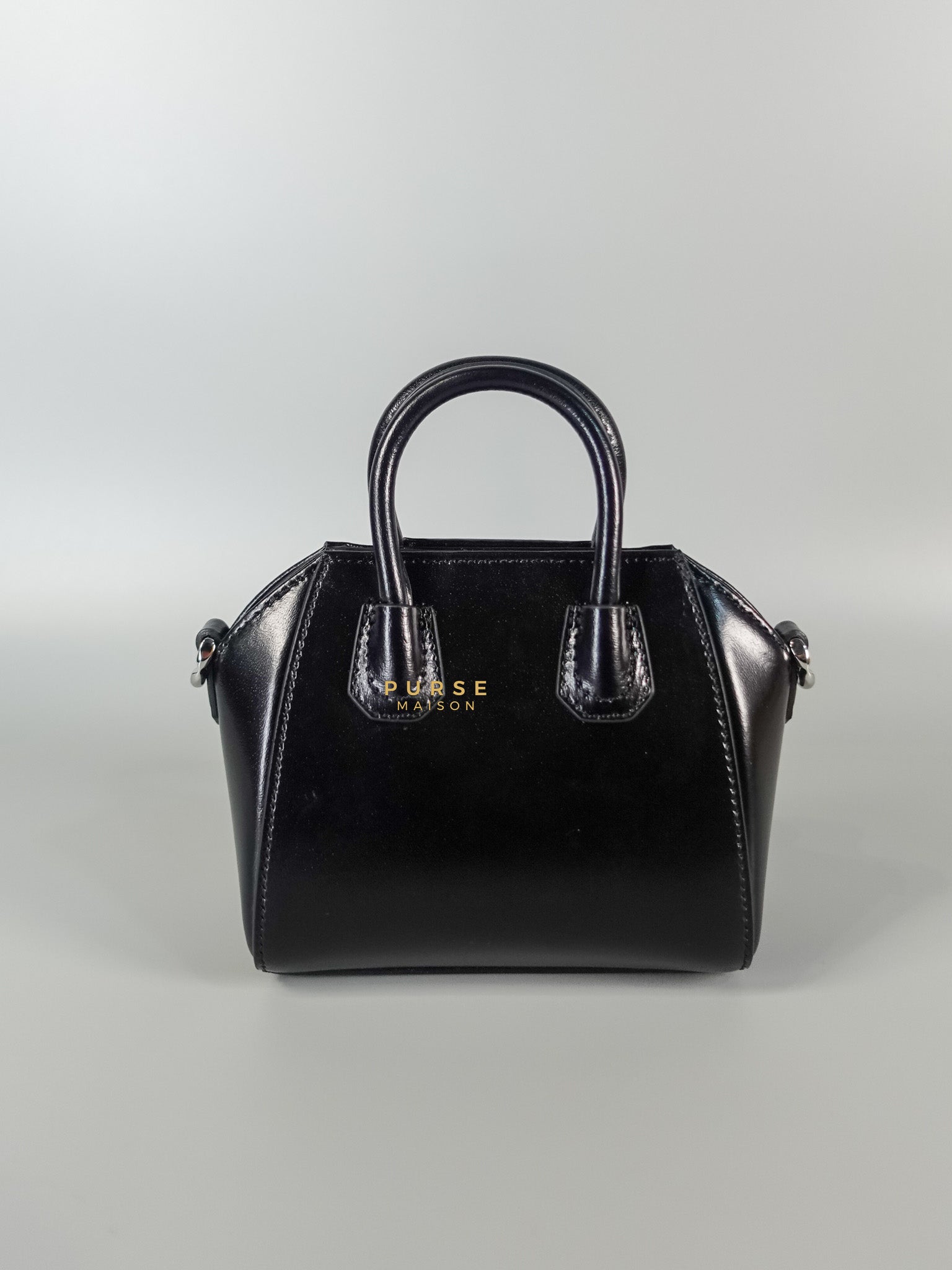 Micro Antigona in Black Smooth Calfskin Leather | Purse Maison Luxury Bags Shop