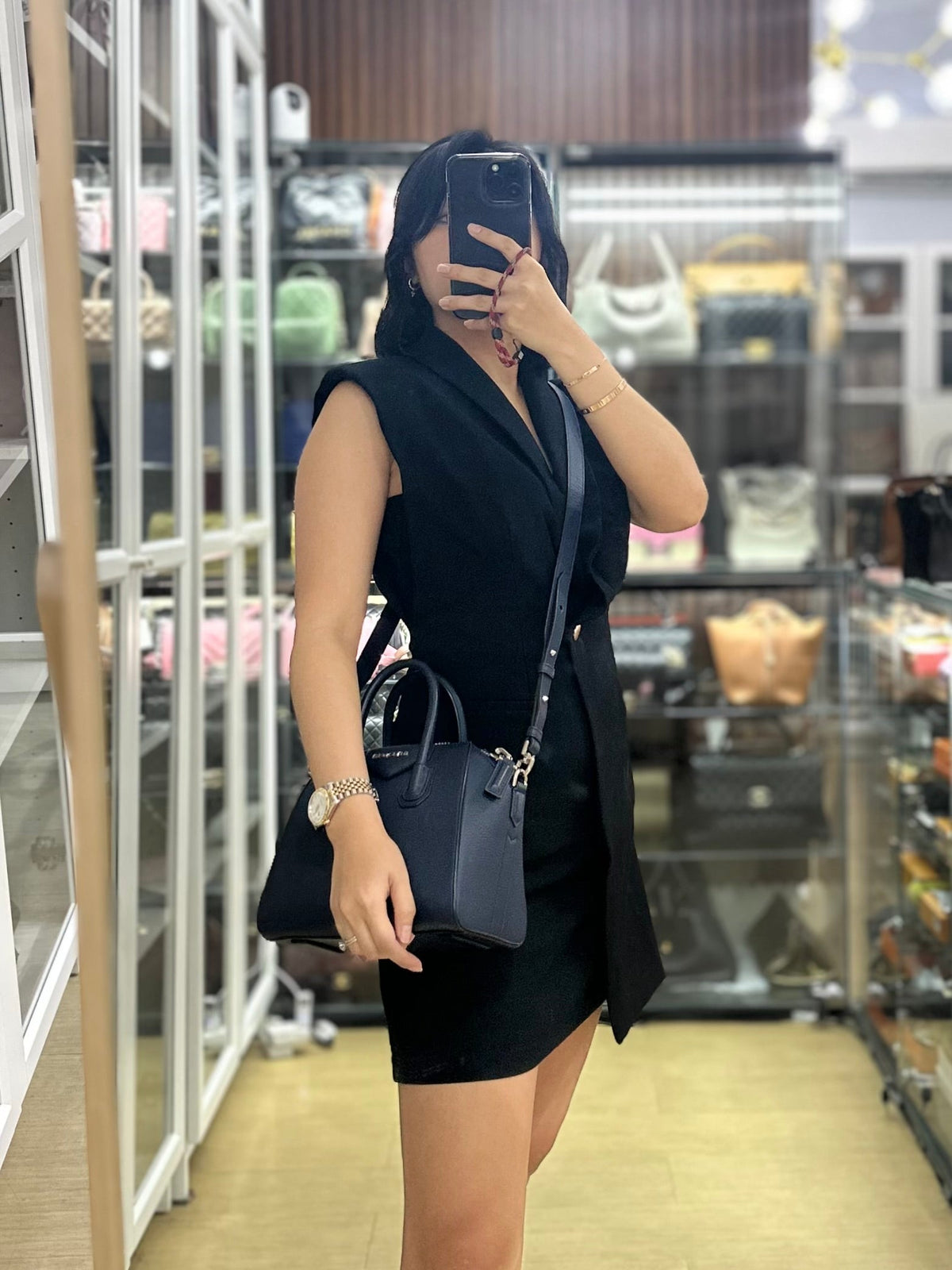 Antigona Mini Navy Blue Goatskin Leather Bag | Purse Maison Luxury Bags Shop