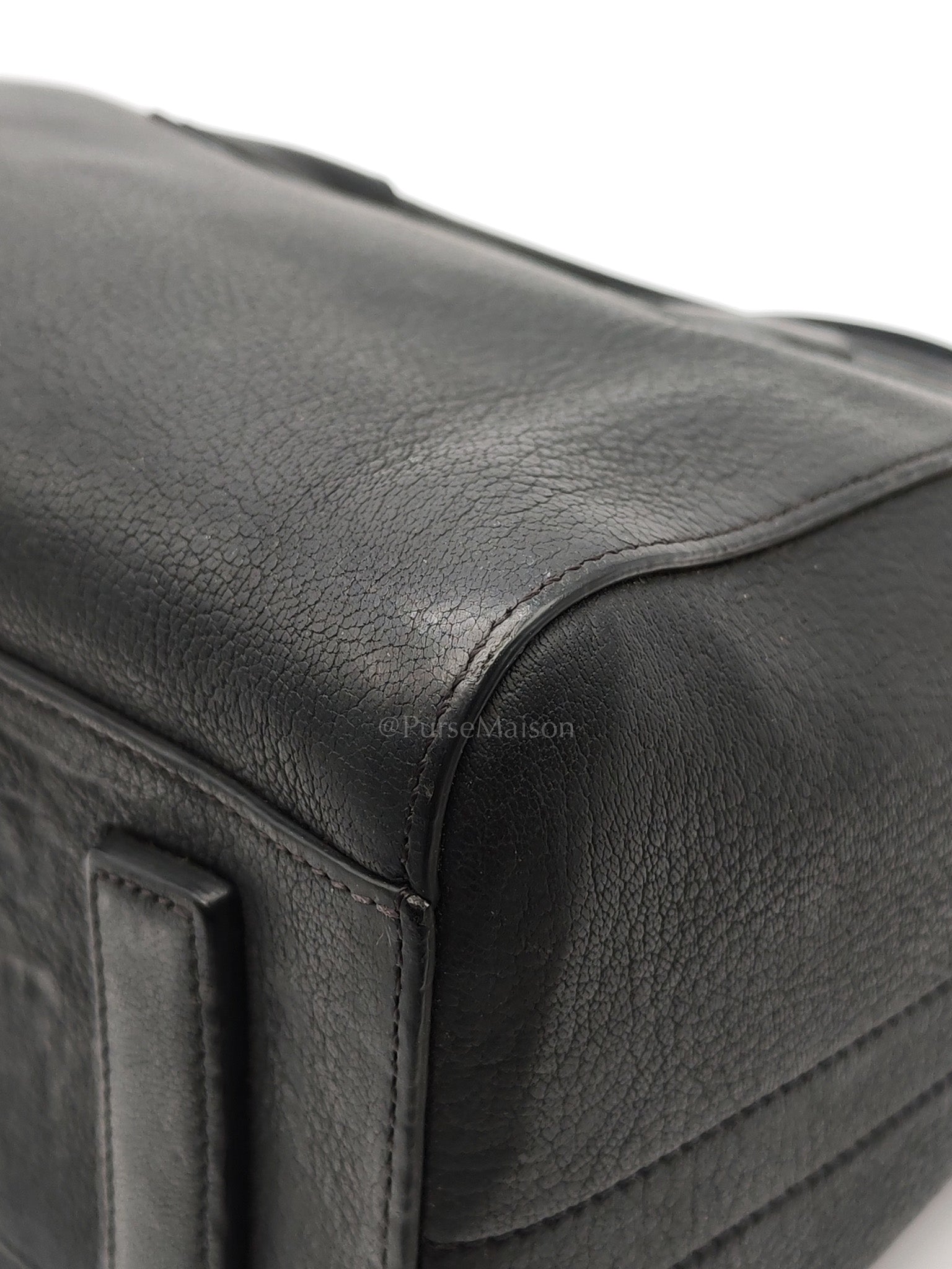 Antigona Small in Back Goatskin Leather Silver Hardware | Purse Maison Luxury Bags Shop