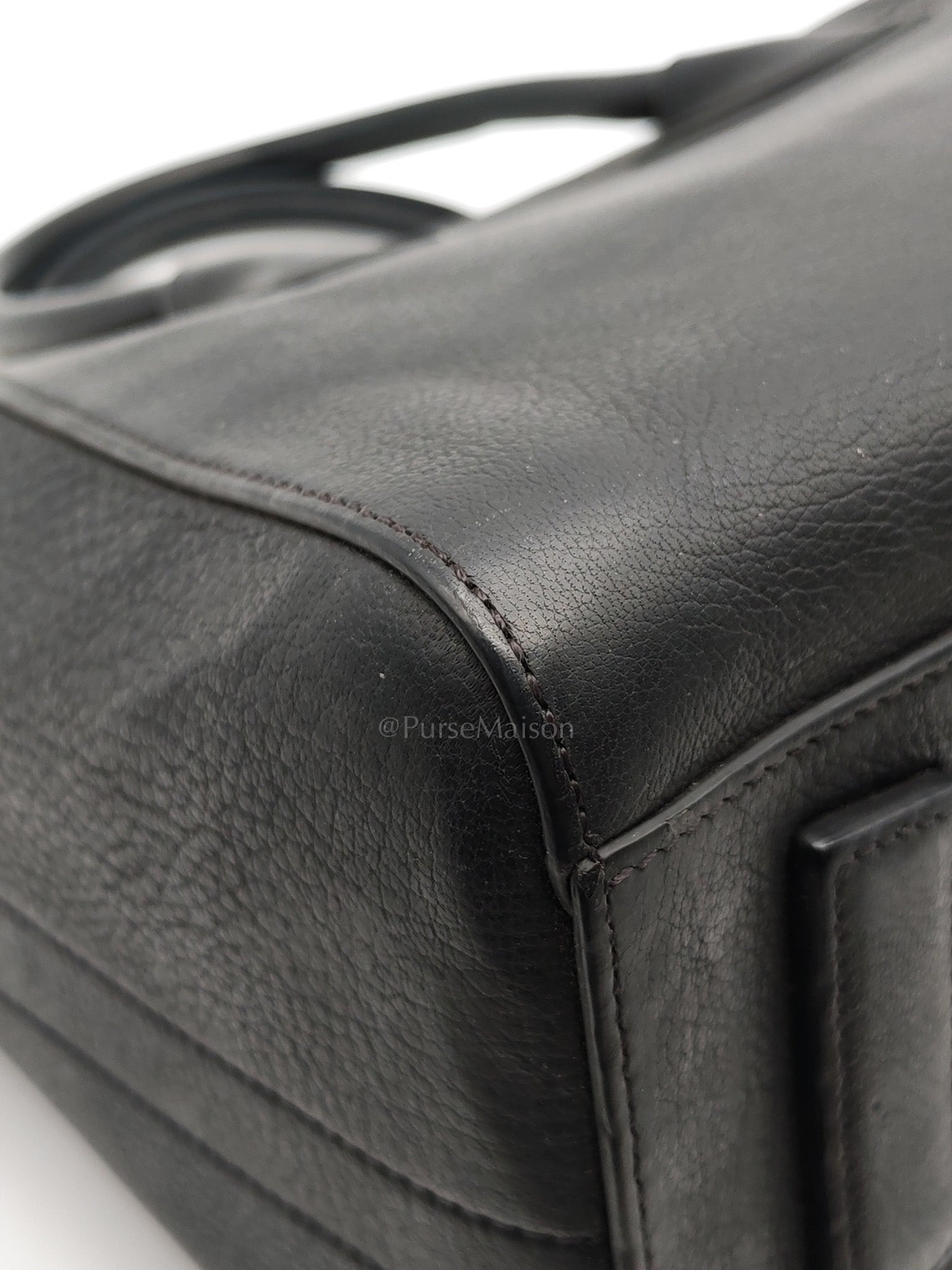 Antigona Small in Back Goatskin Leather Silver Hardware | Purse Maison Luxury Bags Shop