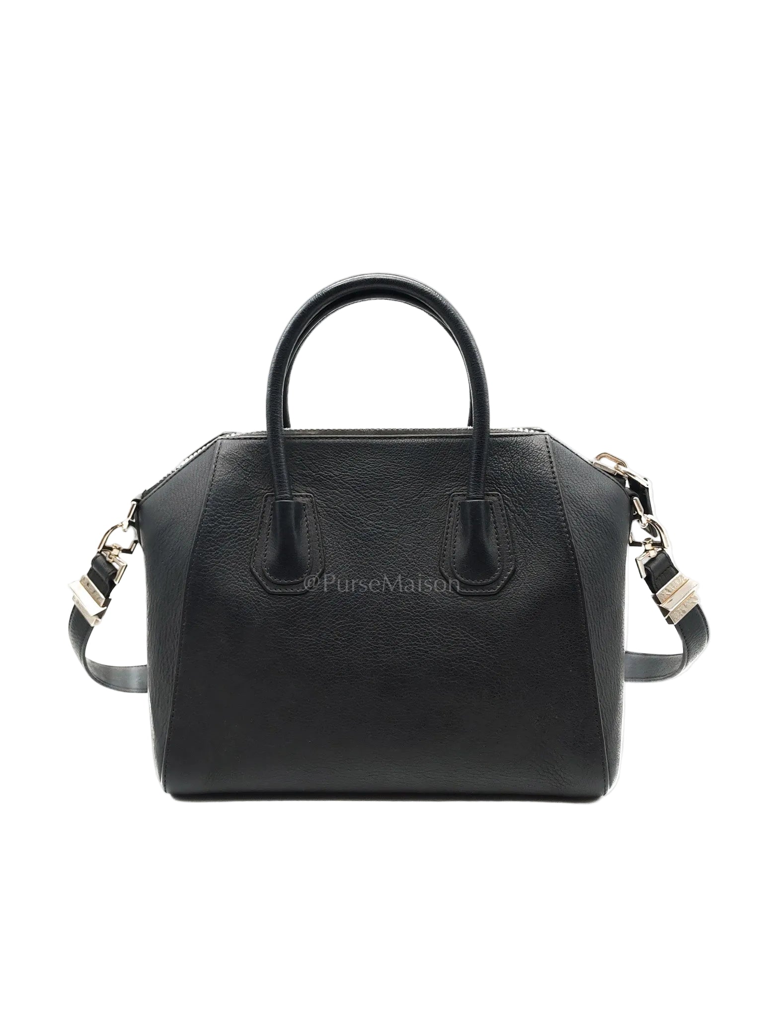 Antigona Small in Back Goatskin Leather Silver Hardware | Purse Maison Luxury Bags Shop
