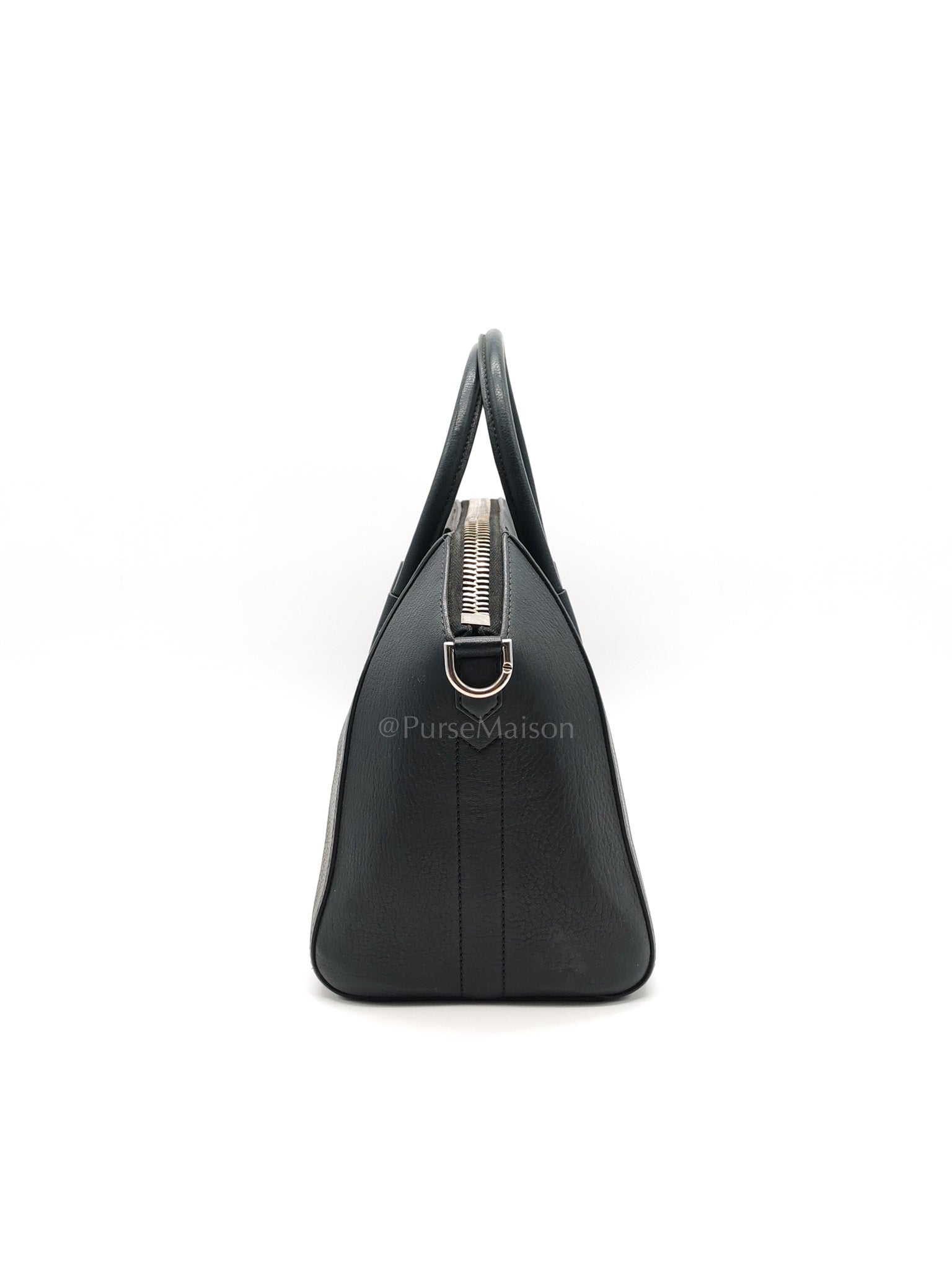 Antigona Small in Back Goatskin Leather Silver Hardware | Purse Maison Luxury Bags Shop