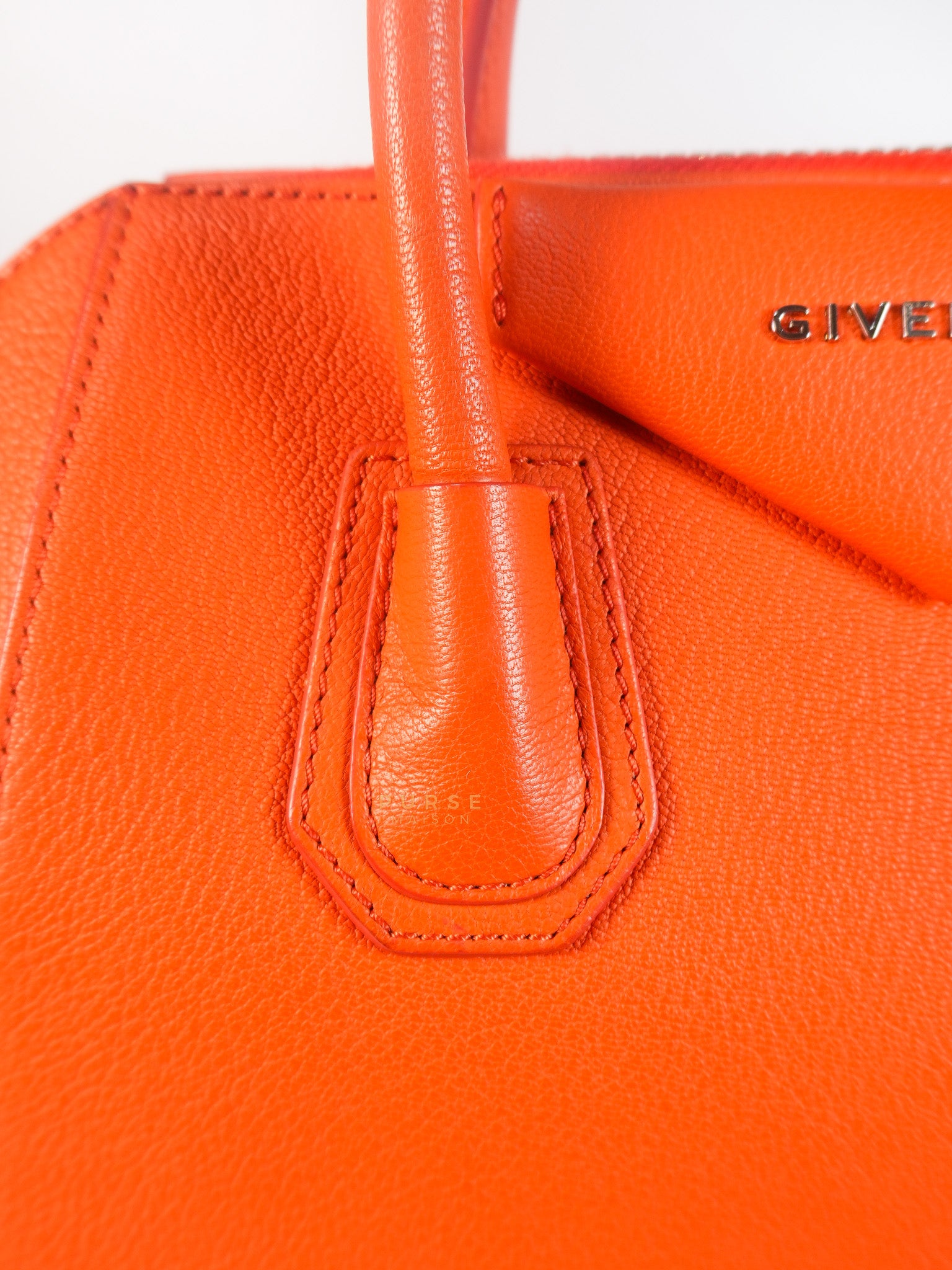 Antigona Small Orange Grained Calfskin Leather | Purse Maison Luxury Bags Shop