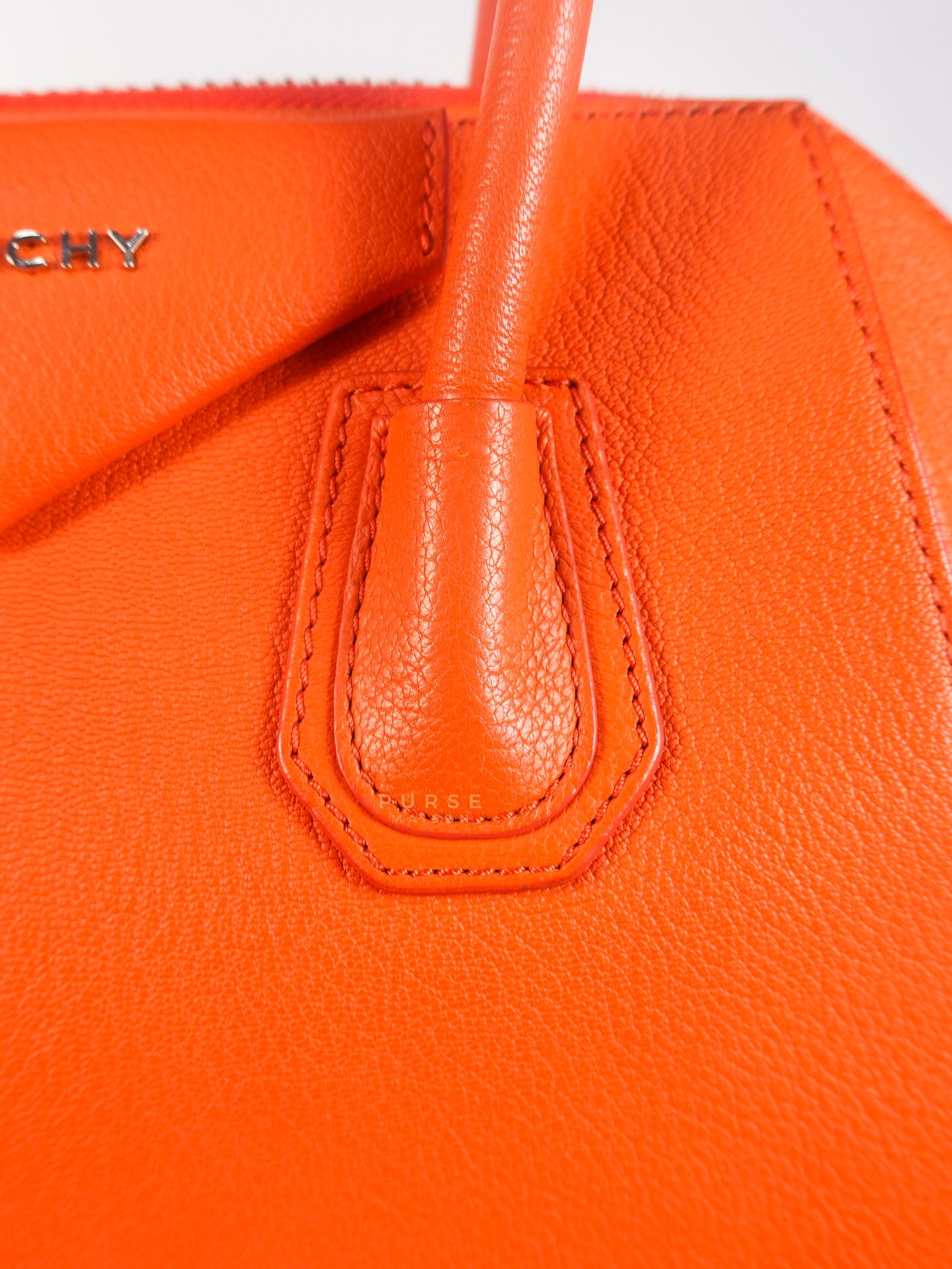 Antigona Small Orange Grained Calfskin Leather | Purse Maison Luxury Bags Shop