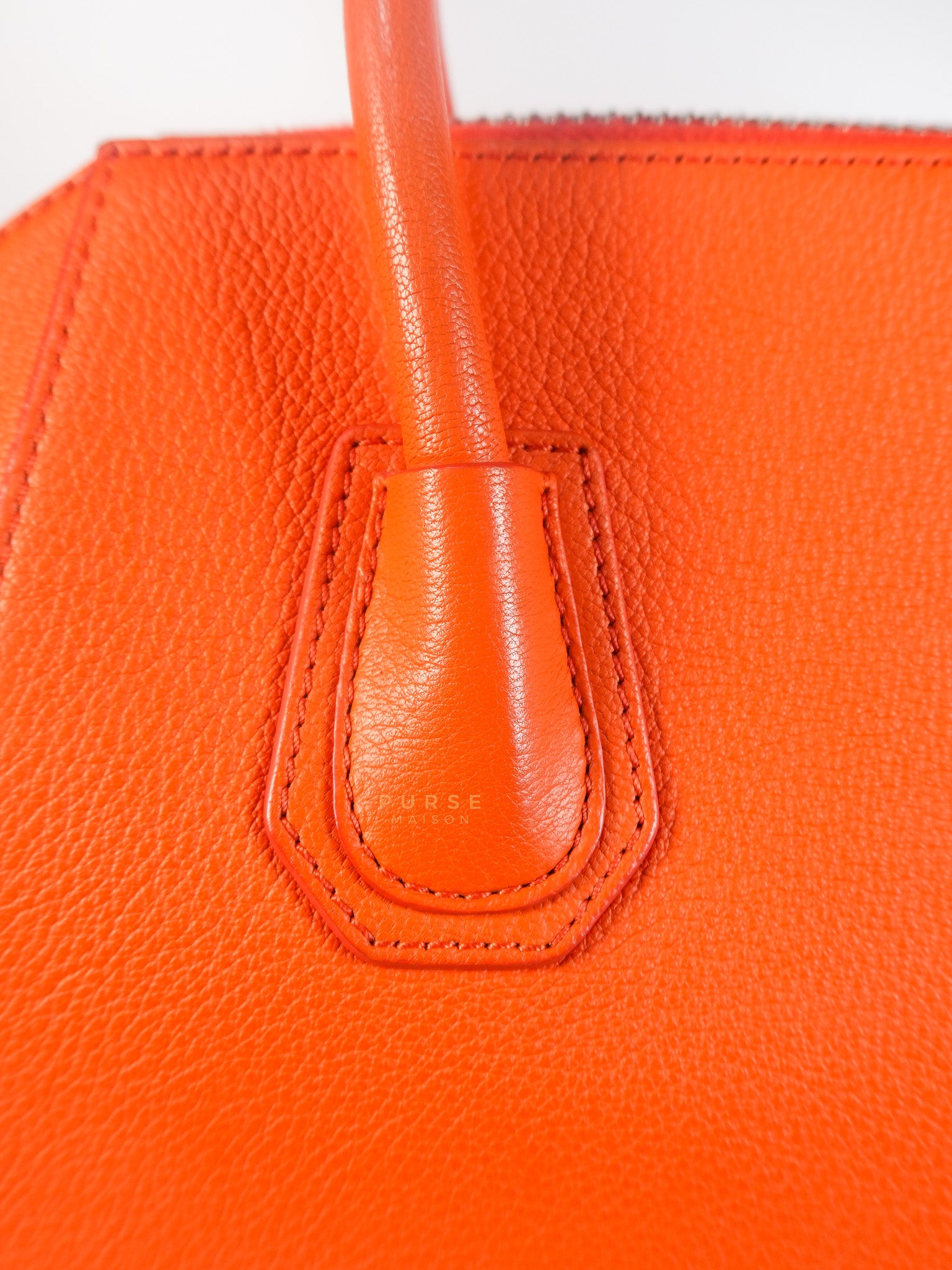 Antigona Small Orange Grained Calfskin Leather | Purse Maison Luxury Bags Shop