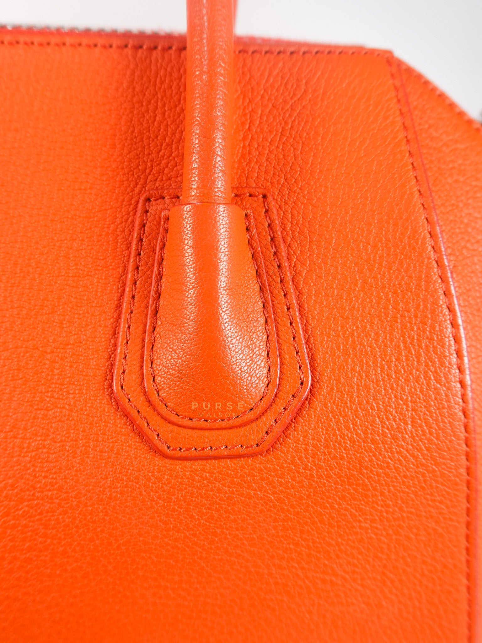 Antigona Small Orange Grained Calfskin Leather | Purse Maison Luxury Bags Shop