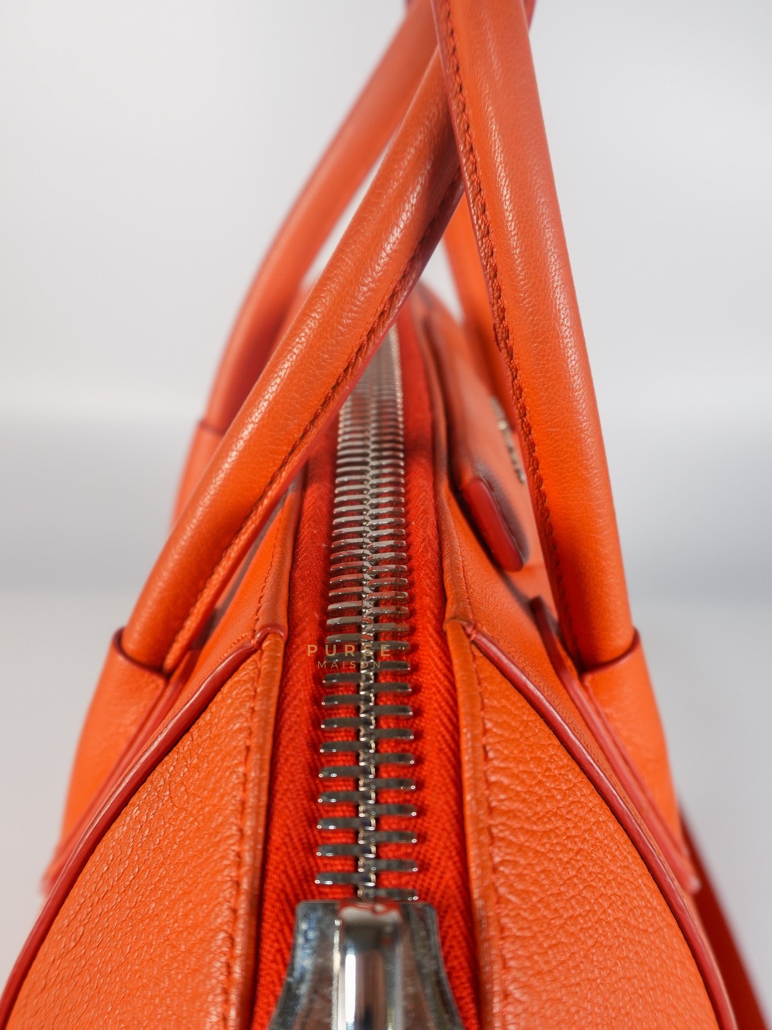 Antigona Small Orange Grained Calfskin Leather | Purse Maison Luxury Bags Shop