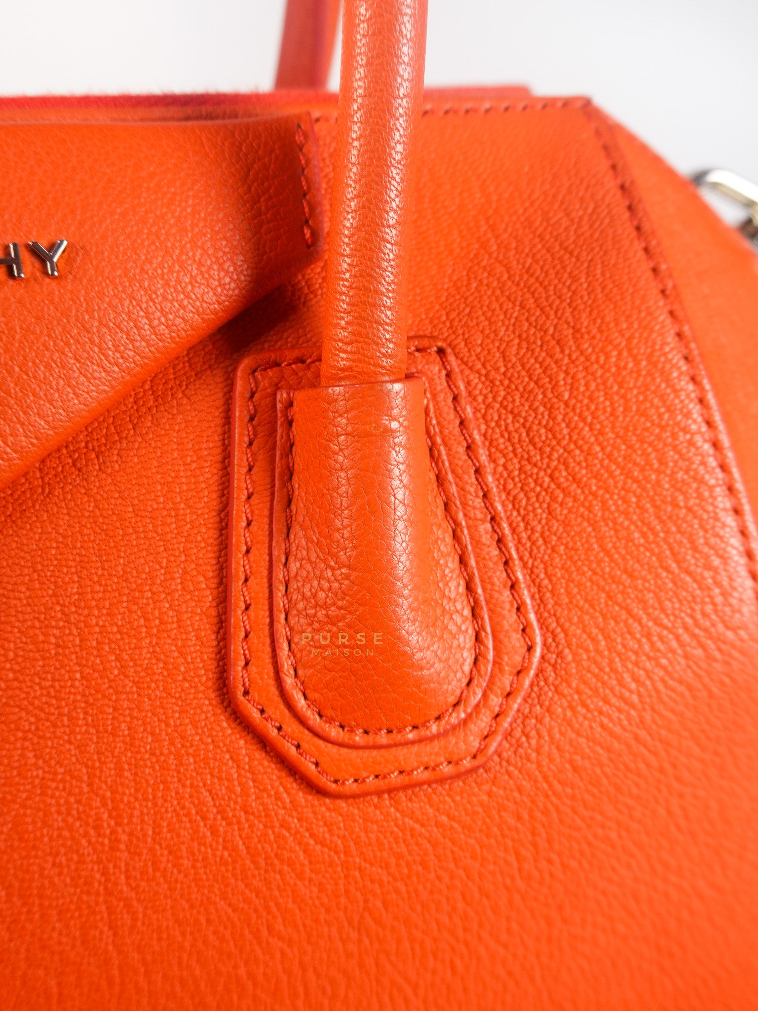 Antigona Small Orange Grained Calfskin Leather | Purse Maison Luxury Bags Shop