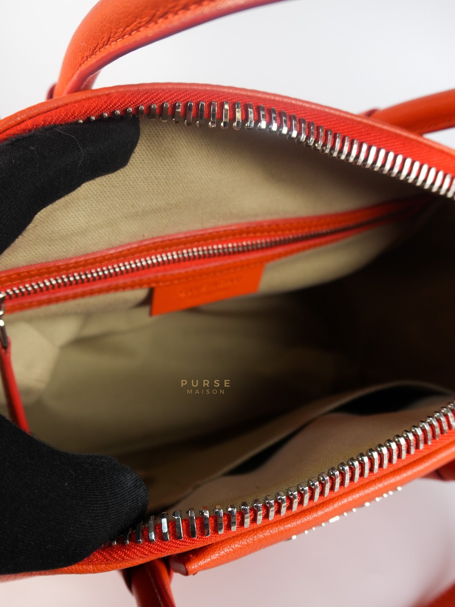 Antigona Small Orange Grained Calfskin Leather | Purse Maison Luxury Bags Shop