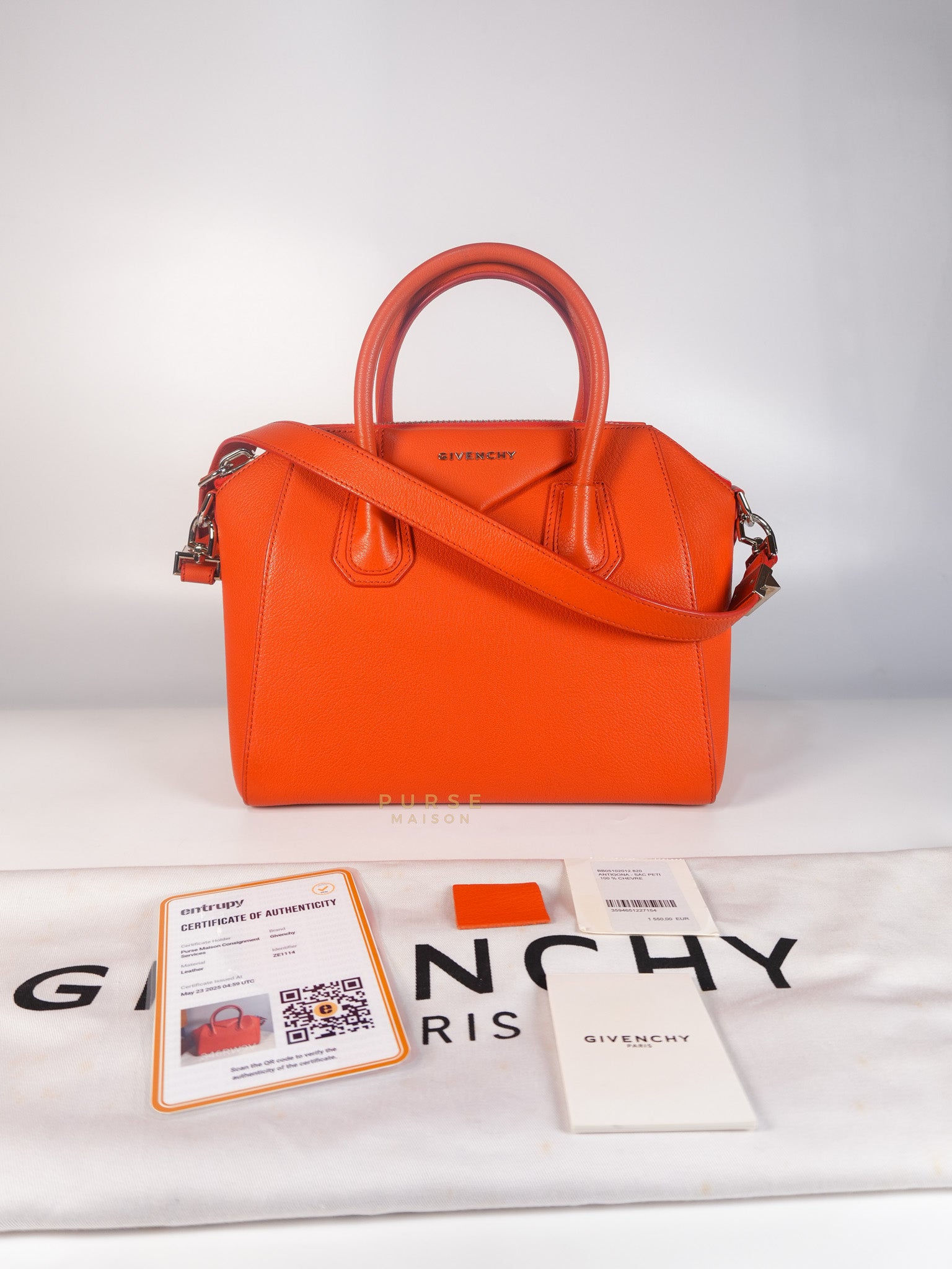 Antigona Small Orange Grained Calfskin Leather | Purse Maison Luxury Bags Shop