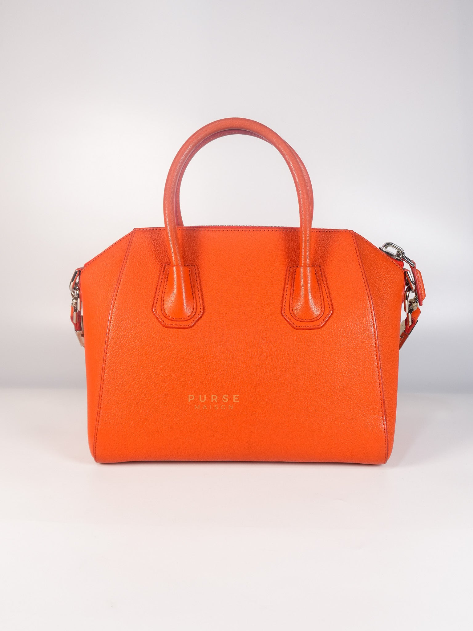 Antigona Small Orange Grained Calfskin Leather | Purse Maison Luxury Bags Shop