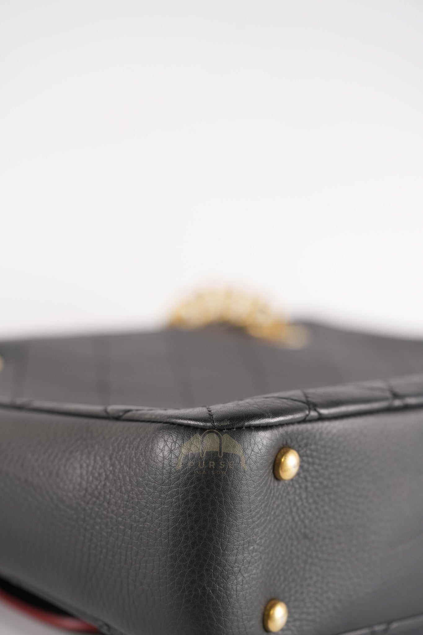 Archi Chic Small Shopping Tote in Black Quilted Grained Calfskin Leather Aged Gold Hardware (Series 25) | Purse Maison Luxury Bags Shop