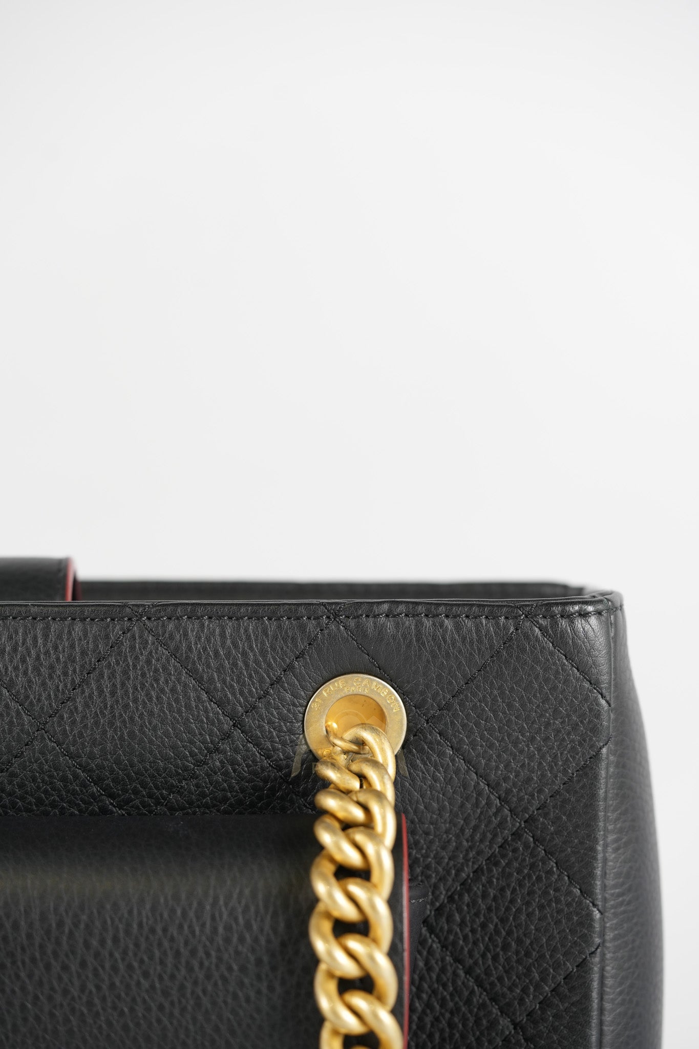 Archi Chic Small Shopping Tote in Black Quilted Grained Calfskin Leather Aged Gold Hardware (Series 25) | Purse Maison Luxury Bags Shop