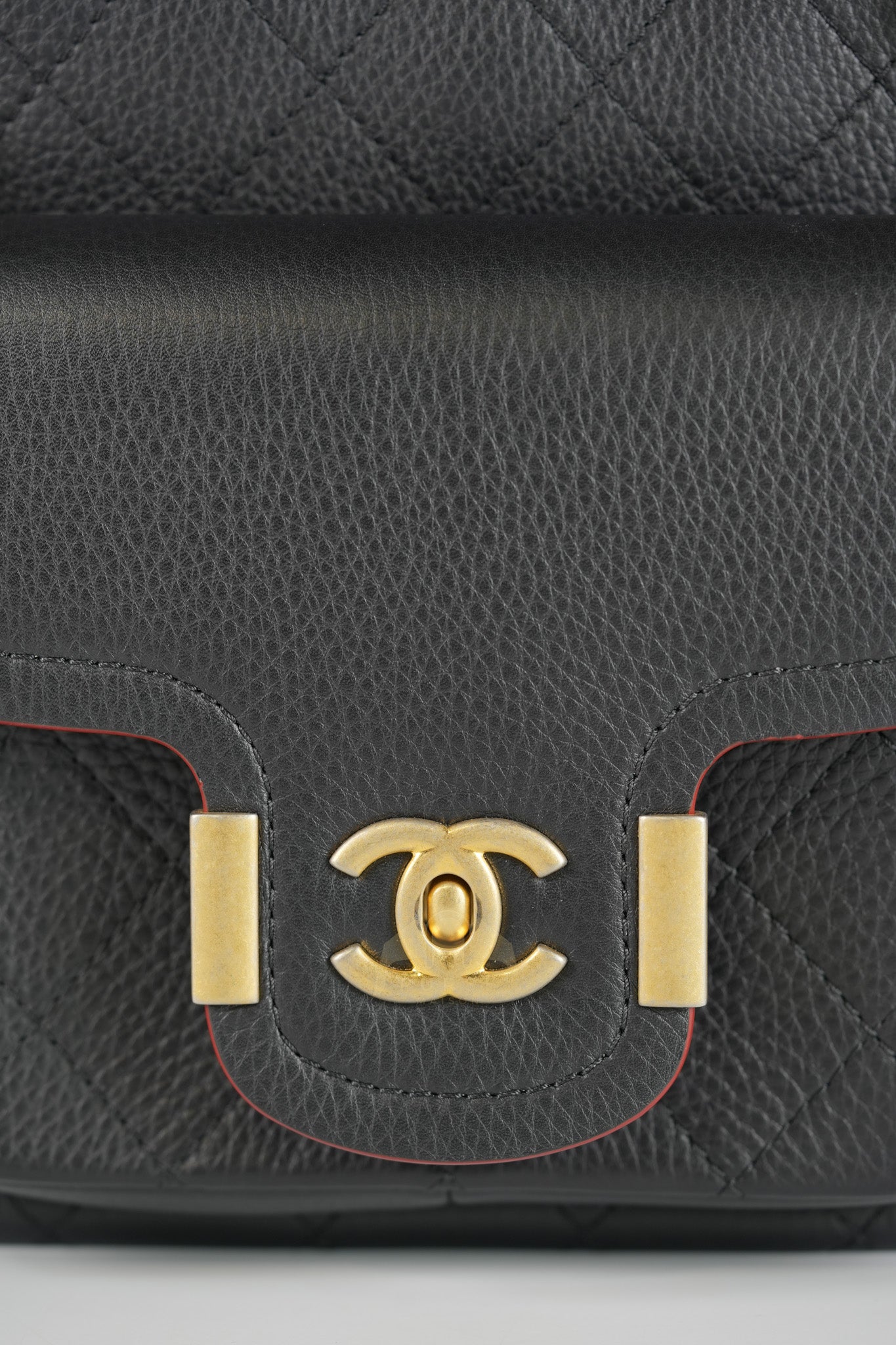 Archi Chic Small Shopping Tote in Black Quilted Grained Calfskin Leather Aged Gold Hardware (Series 25) | Purse Maison Luxury Bags Shop