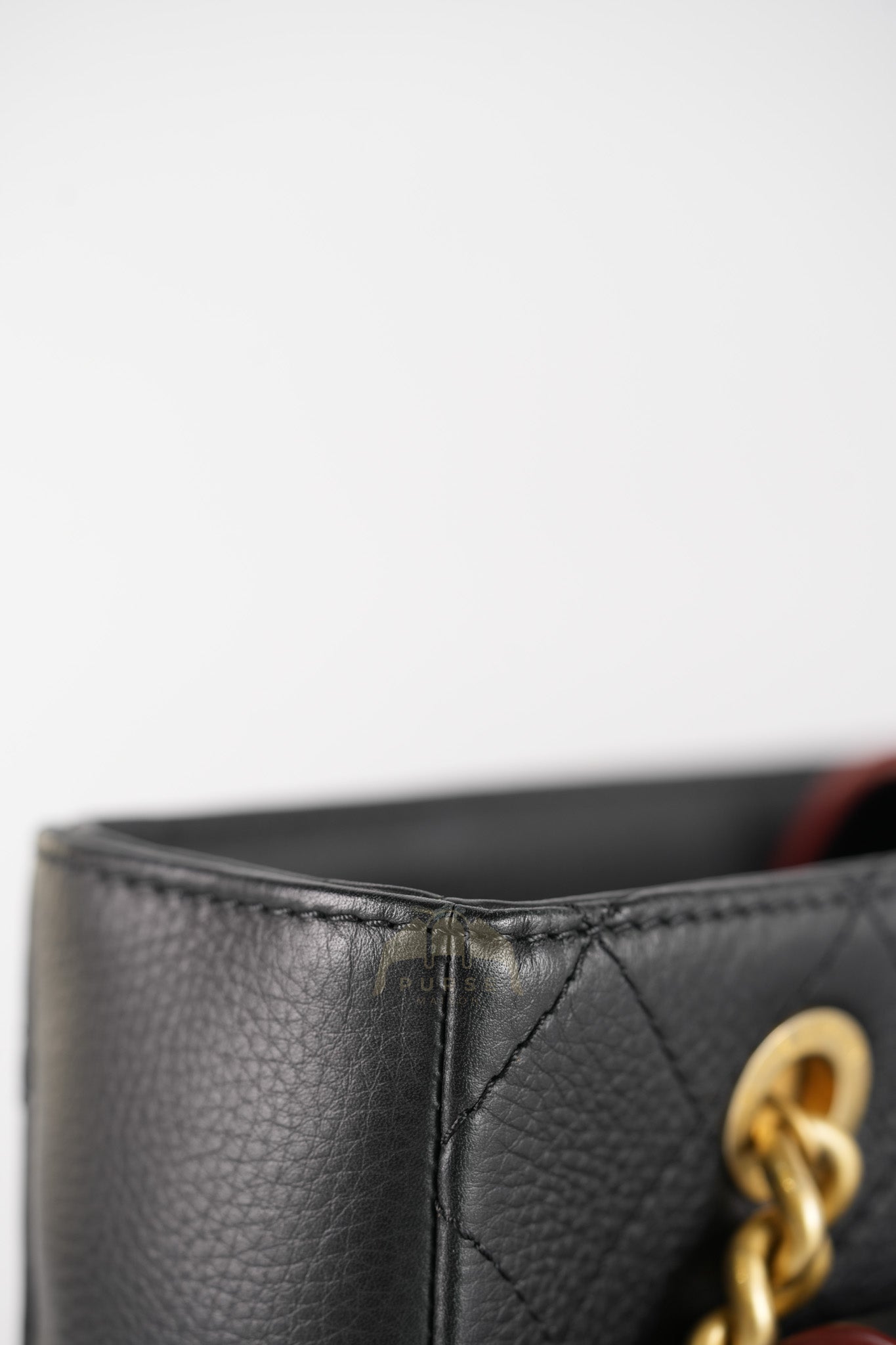 Archi Chic Small Shopping Tote in Black Quilted Grained Calfskin Leather Aged Gold Hardware (Series 25) | Purse Maison Luxury Bags Shop