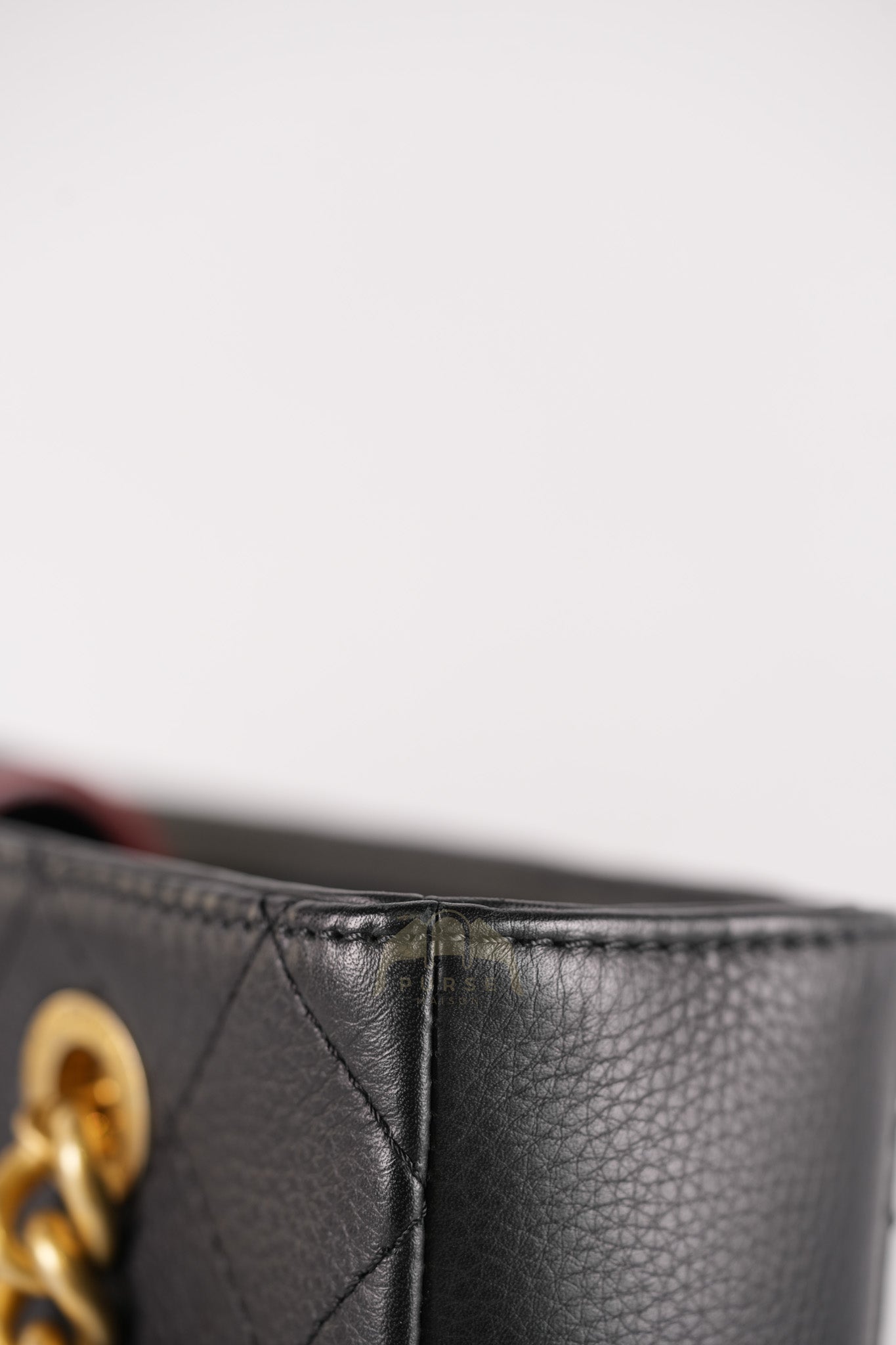 Archi Chic Small Shopping Tote in Black Quilted Grained Calfskin Leather Aged Gold Hardware (Series 25) | Purse Maison Luxury Bags Shop