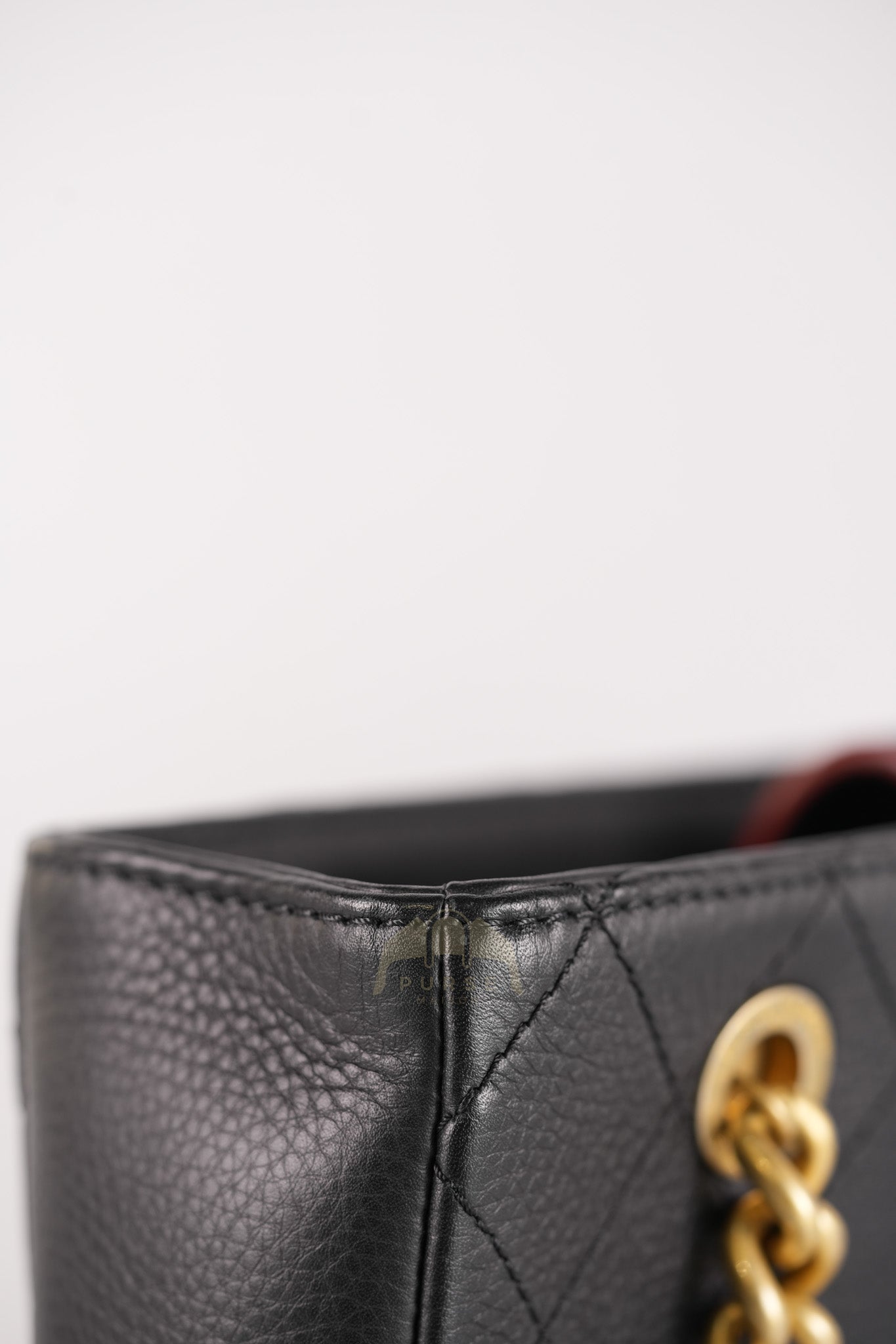 Archi Chic Small Shopping Tote in Black Quilted Grained Calfskin Leather Aged Gold Hardware (Series 25) | Purse Maison Luxury Bags Shop