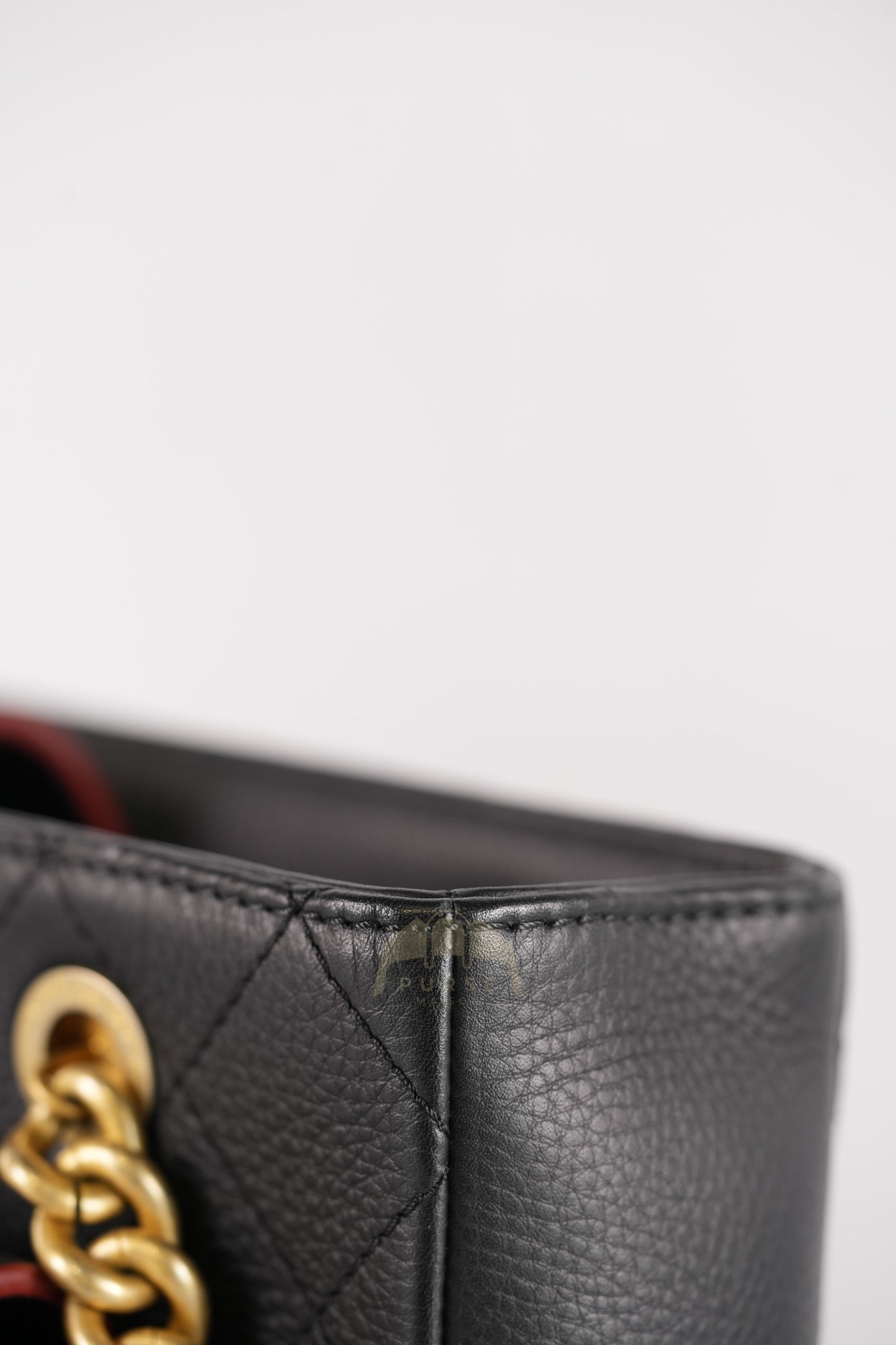 Archi Chic Small Shopping Tote in Black Quilted Grained Calfskin Leather Aged Gold Hardware (Series 25) | Purse Maison Luxury Bags Shop