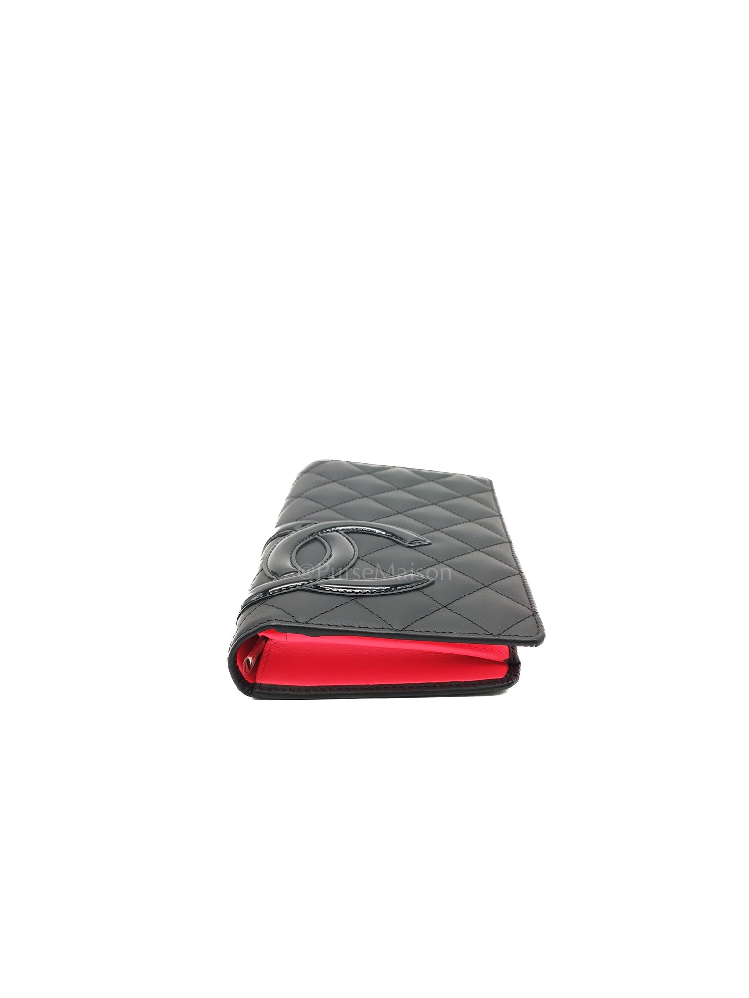 Cambon Ligne Long Wallet in Black Calfskin Leather Series 21