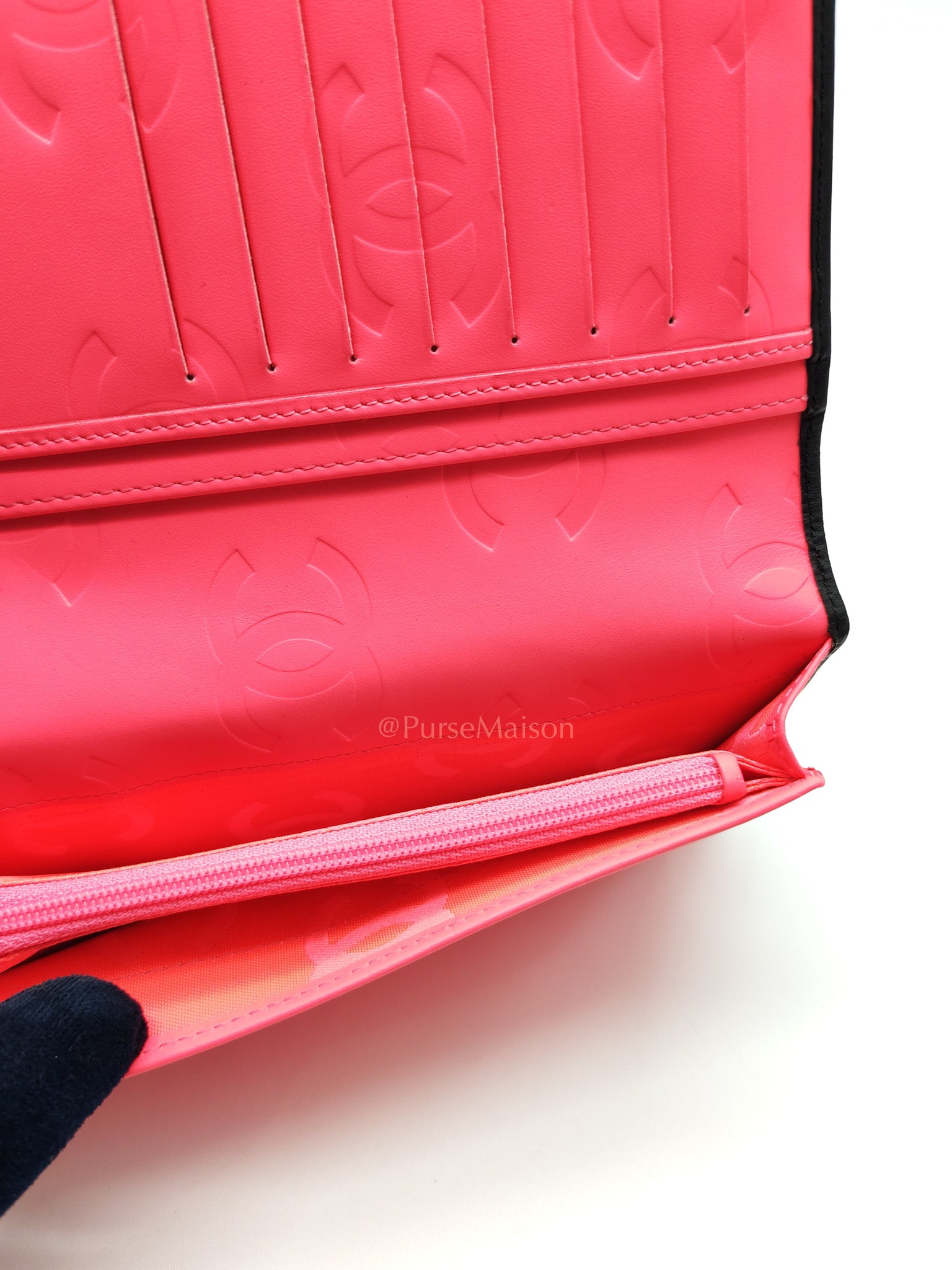 Cambon Ligne Long Wallet in Black Calfskin Leather Series 21