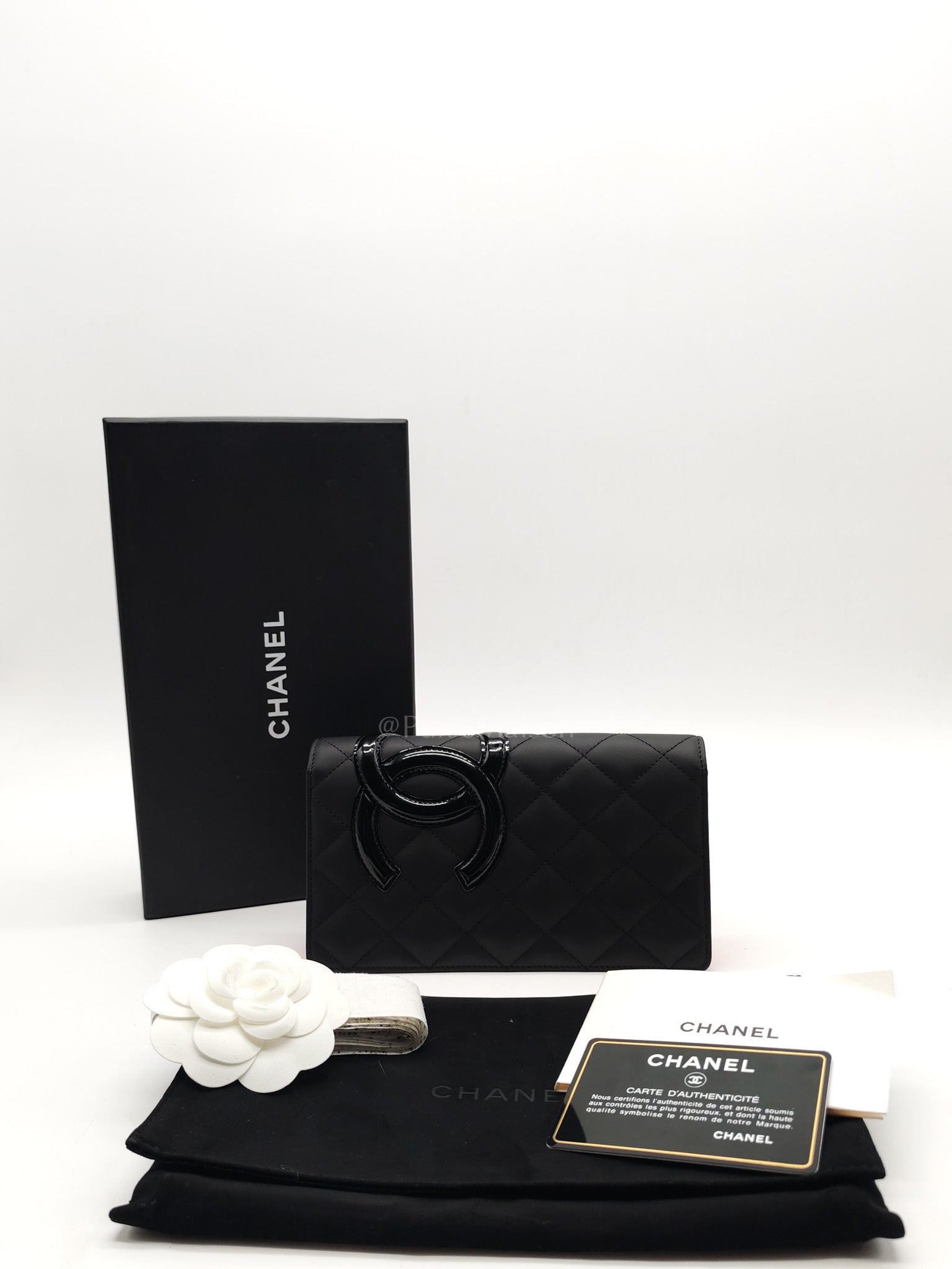 Cambon Ligne Long Wallet in Black Calfskin Leather Series 21