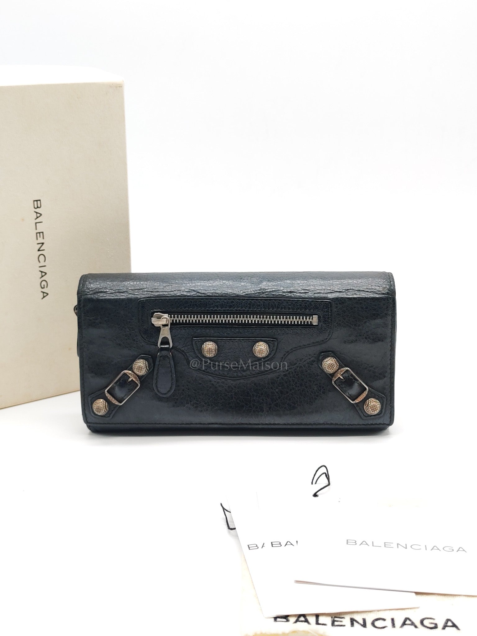 Arena Giant Continental Wallet in Black Leather | Purse Maison Luxury Bags Shop