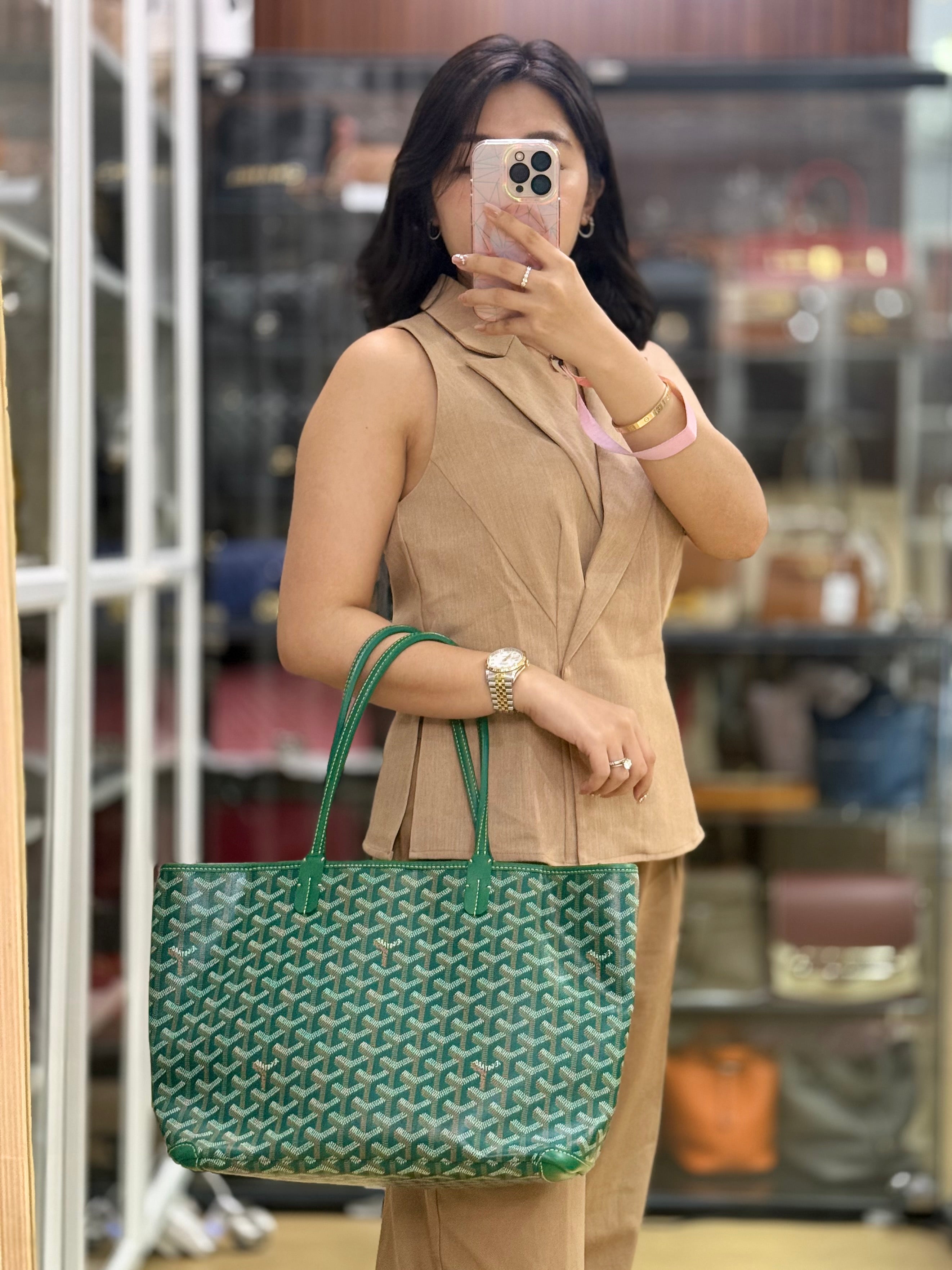 Saint Louis PM in Green Goyardine Canvas