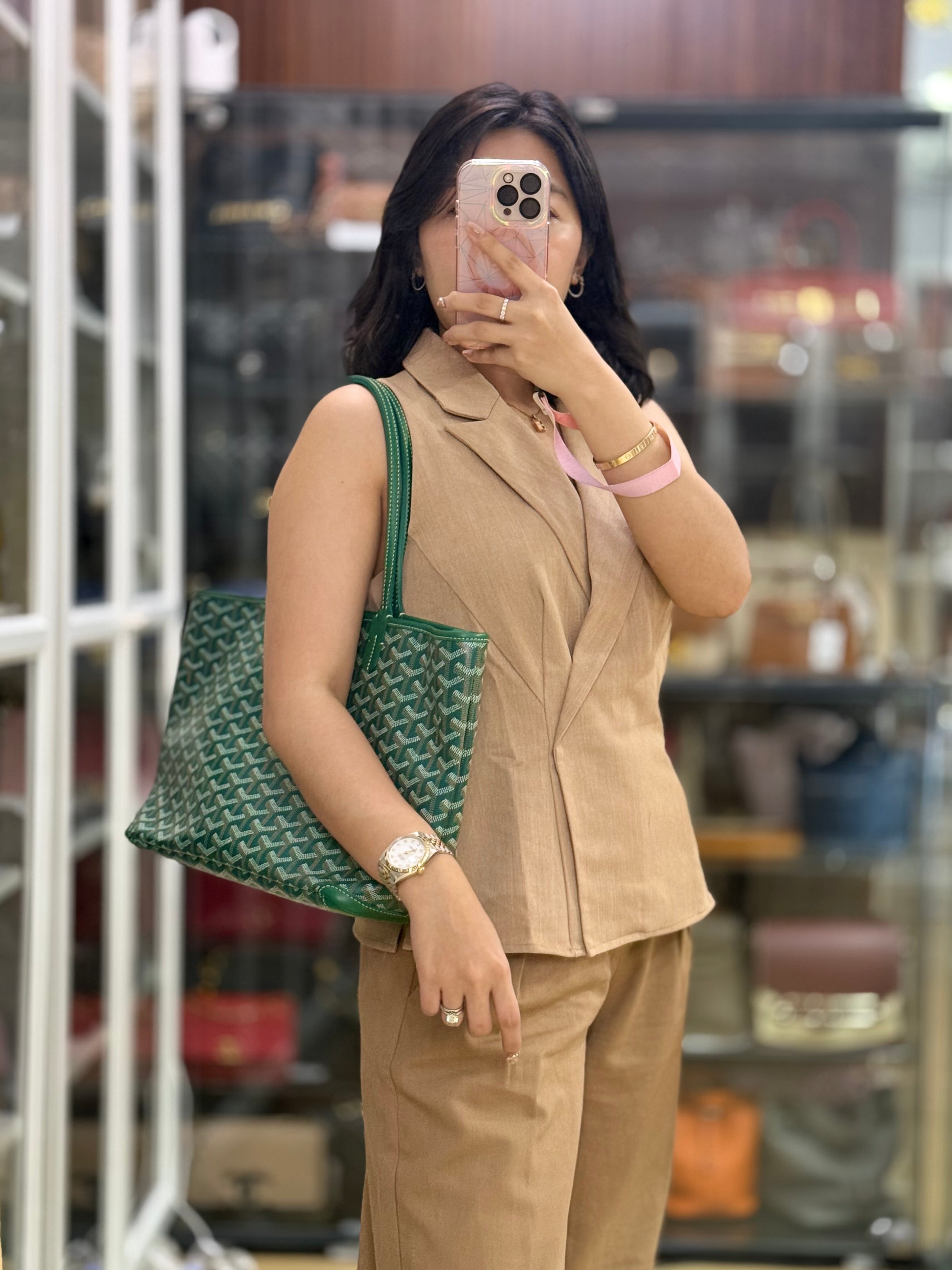 Saint Louis PM in Green Goyardine Canvas