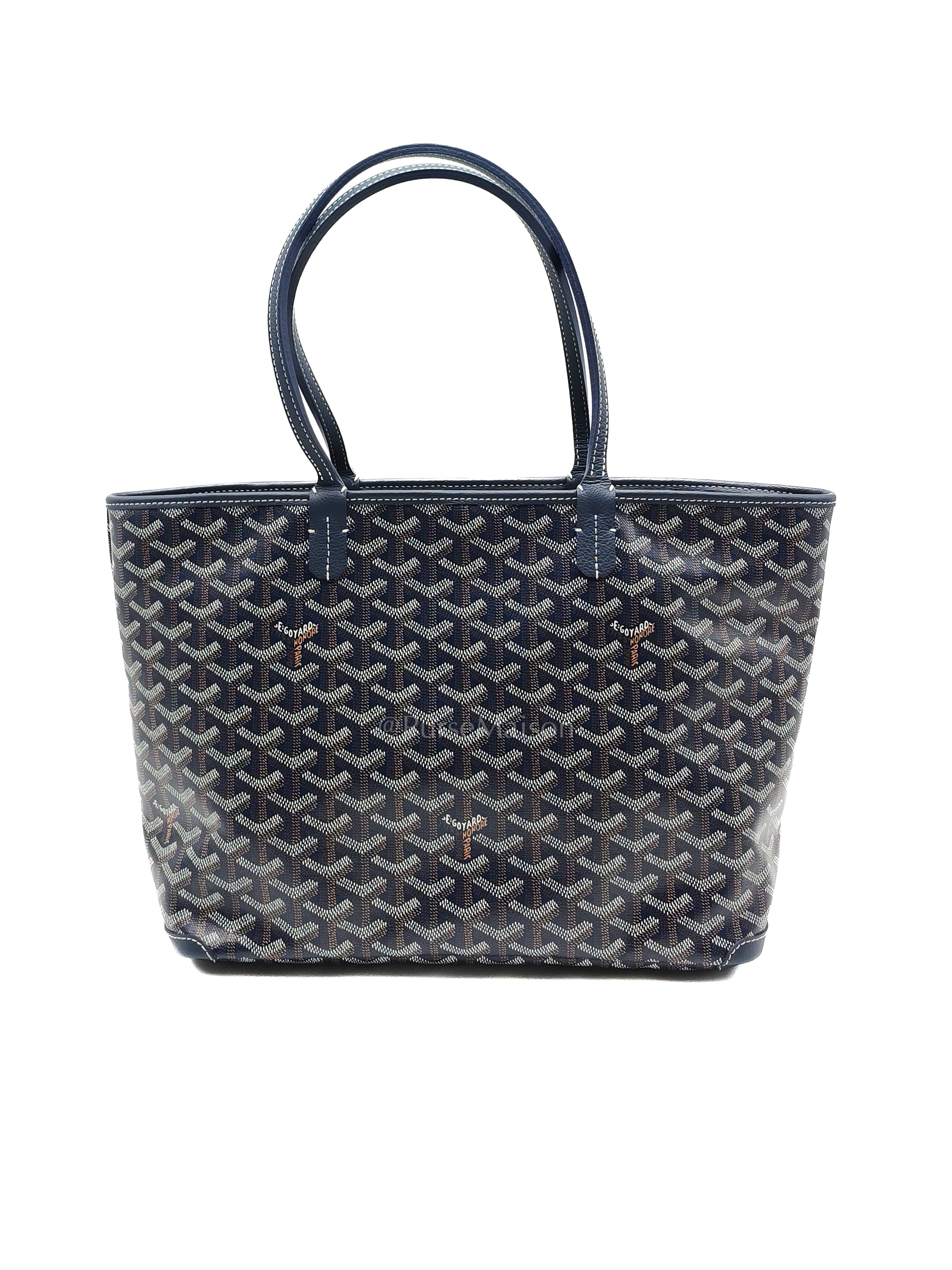 Artois PM in Navy Blue Goyardine Canvas Tote Bag | Purse Maison Luxury Bags Shop