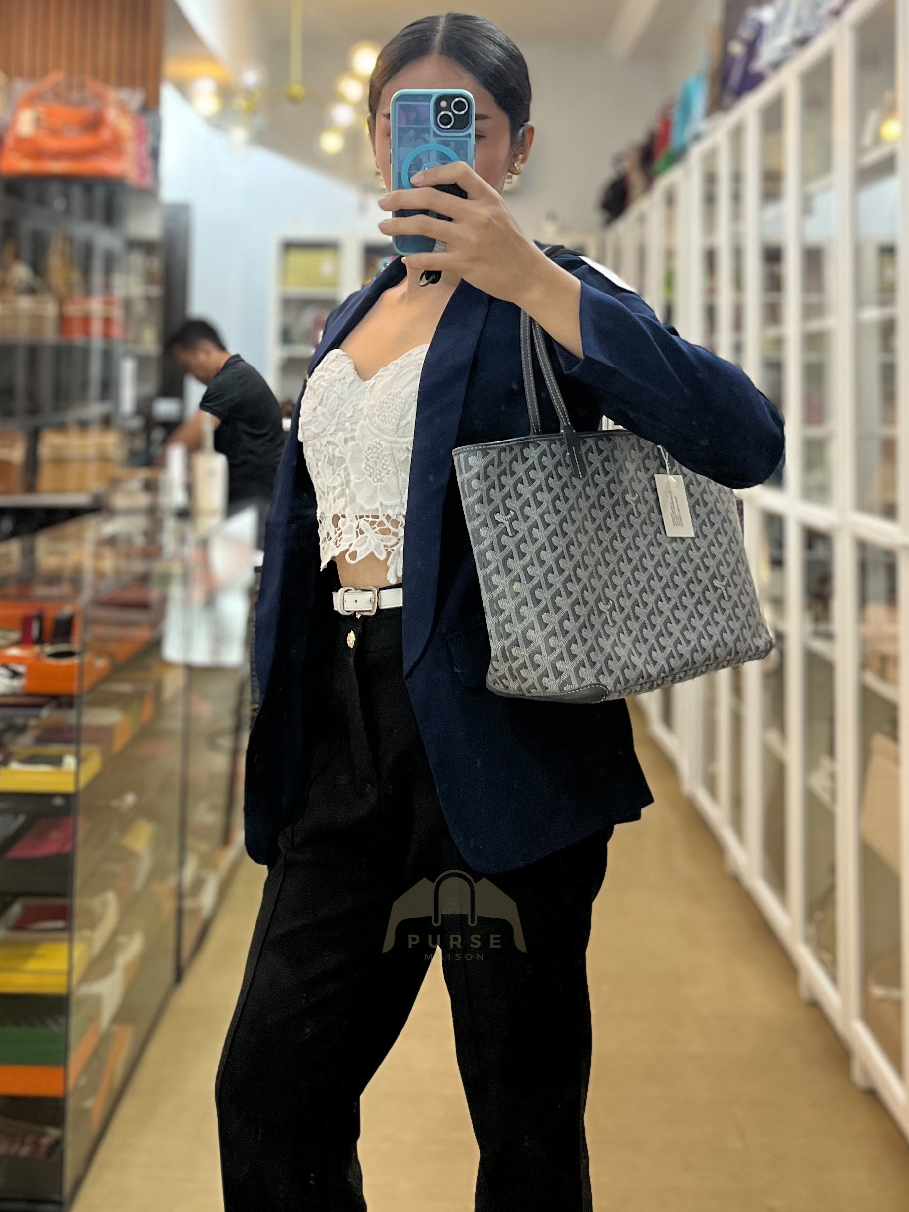 Artois PM Tote Bag in Gray Goyardine Canvas | Purse Maison Luxury Bags Shop