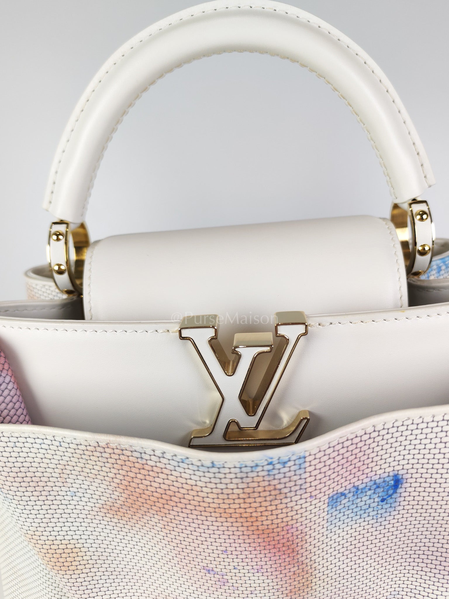 Arty Cappucines Limited Edition BB in White Taurillon Cowhide Leather (Microchip) | Purse Maison Luxury Bags Shop