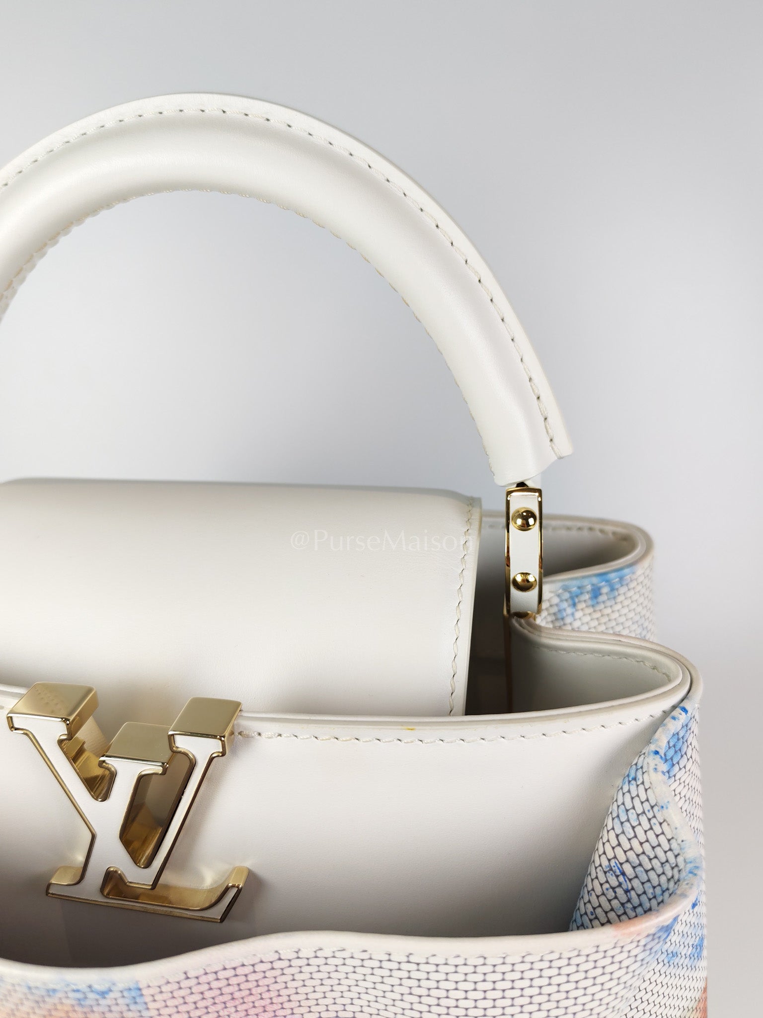 Arty Cappucines Limited Edition BB in White Taurillon Cowhide Leather (Microchip) | Purse Maison Luxury Bags Shop