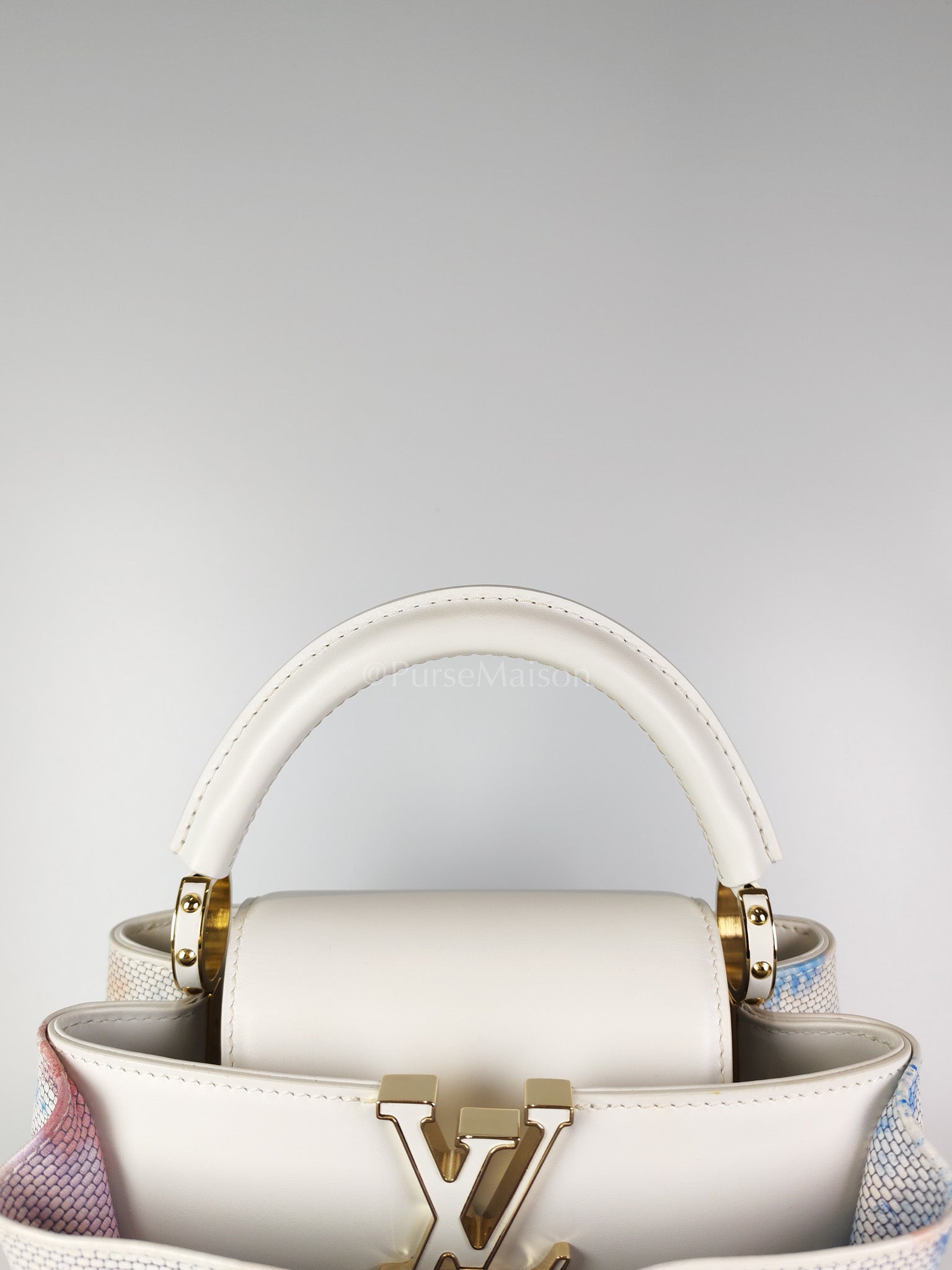 Arty Cappucines Limited Edition BB in White Taurillon Cowhide Leather (Microchip) | Purse Maison Luxury Bags Shop