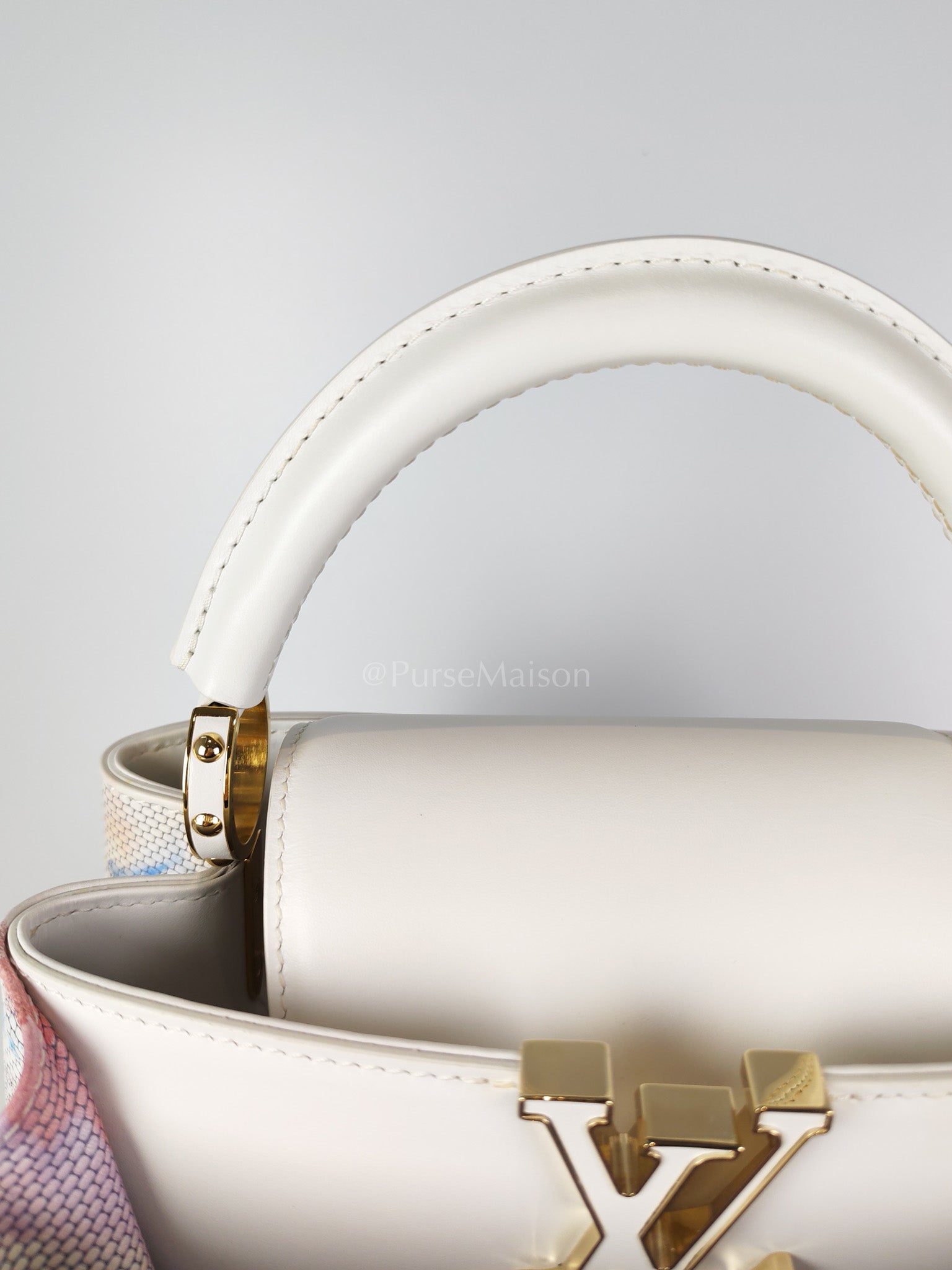Arty Cappucines Limited Edition BB in White Taurillon Cowhide Leather (Microchip) | Purse Maison Luxury Bags Shop
