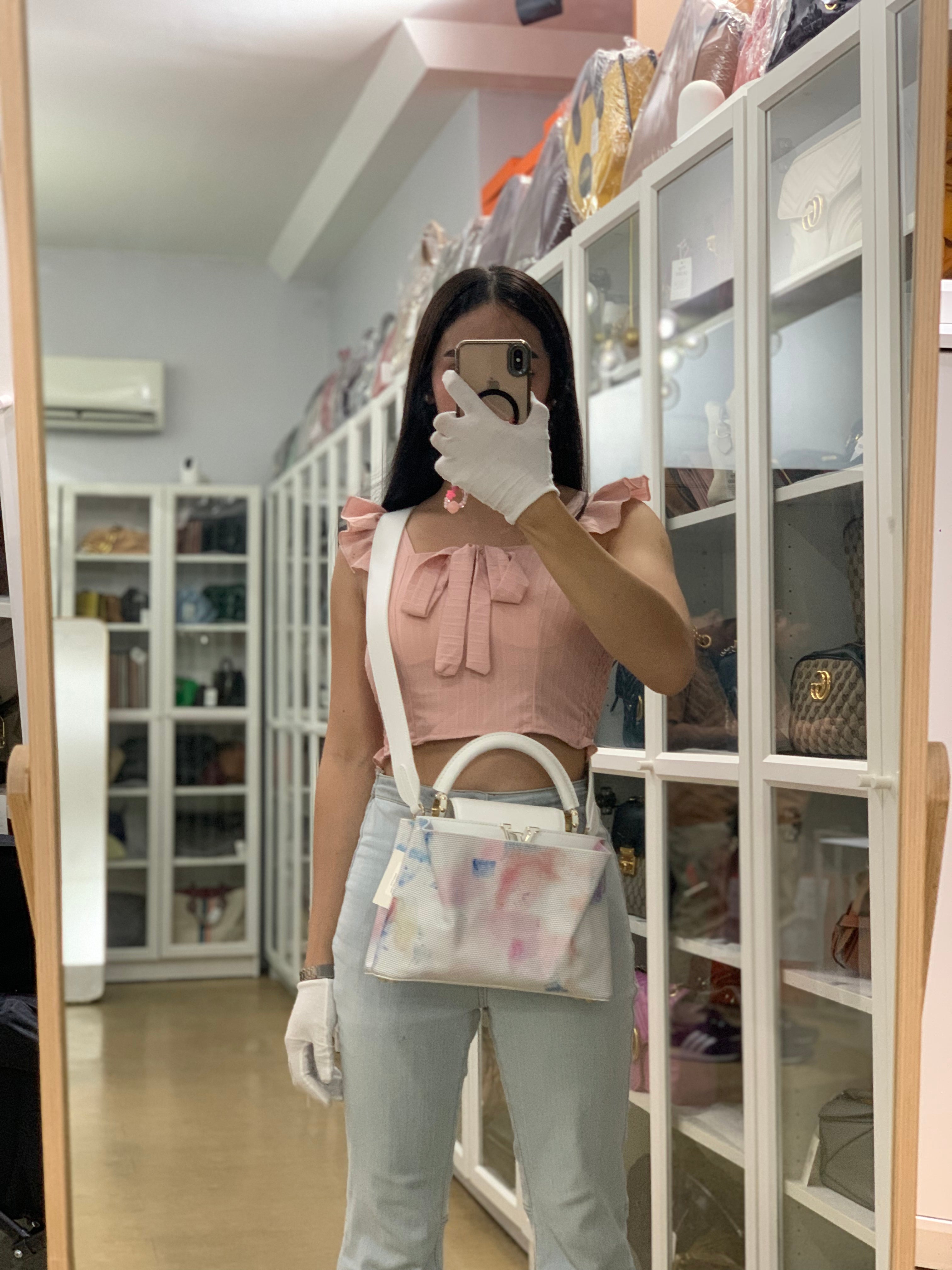 Arty Cappucines Limited Edition BB in White Taurillon Cowhide Leather (Microchip) | Purse Maison Luxury Bags Shop