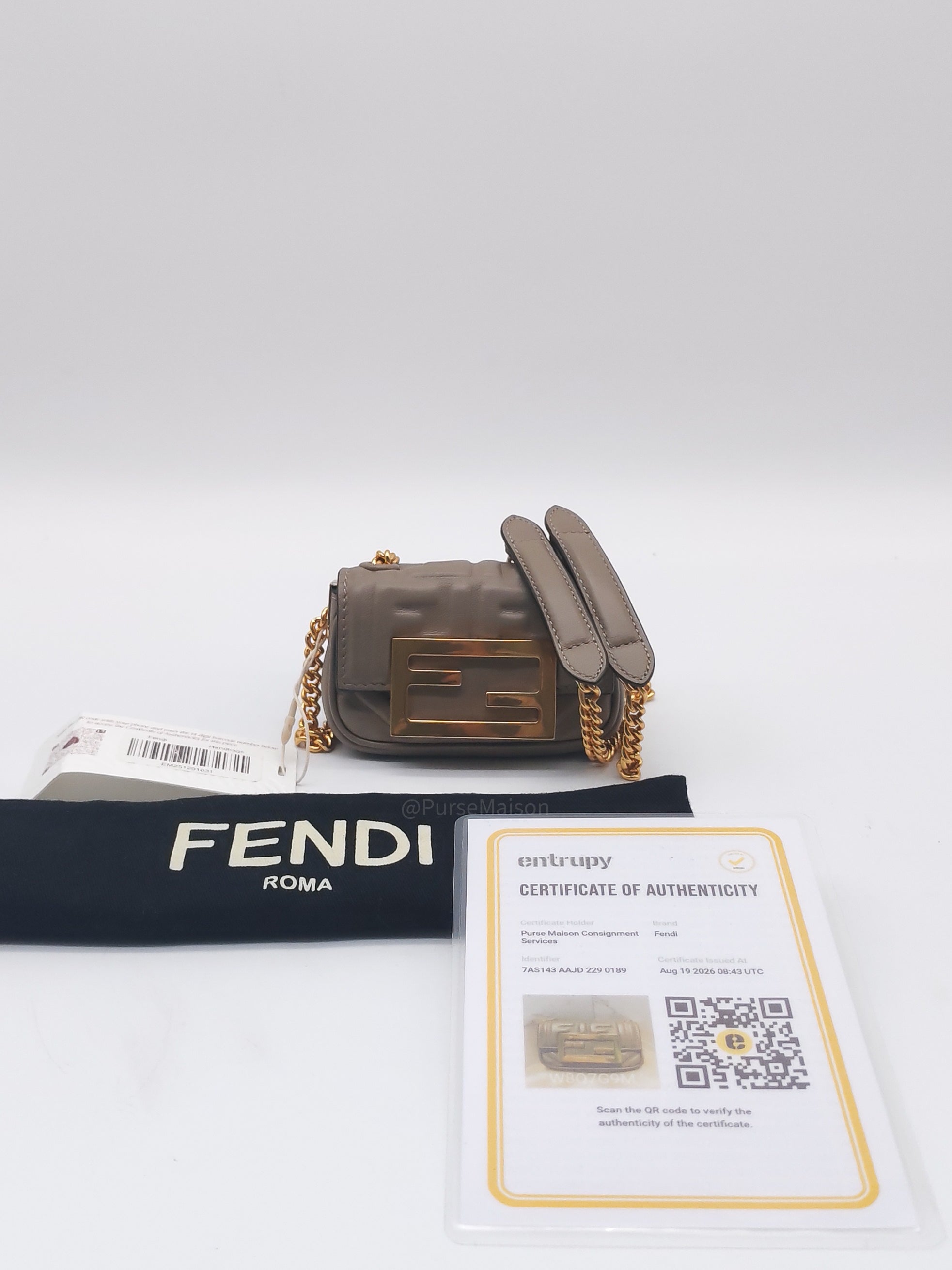 Fendi Nano Baguette Micro Bag in Zucca FF Leather