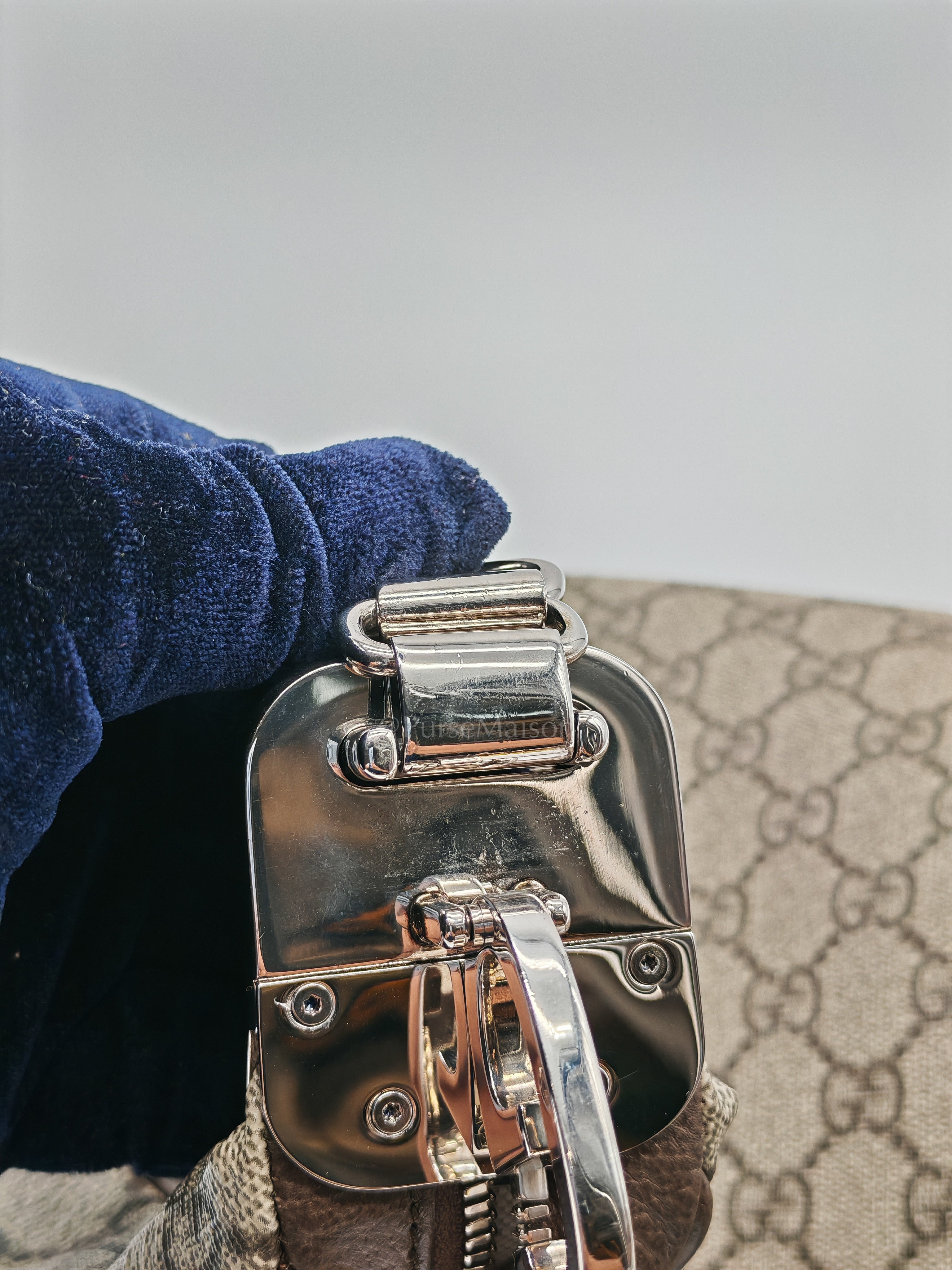 Attache Hobo Bag in GG Supreme Canvas & Silver Hardware | Purse Maison Luxury Bags Shop