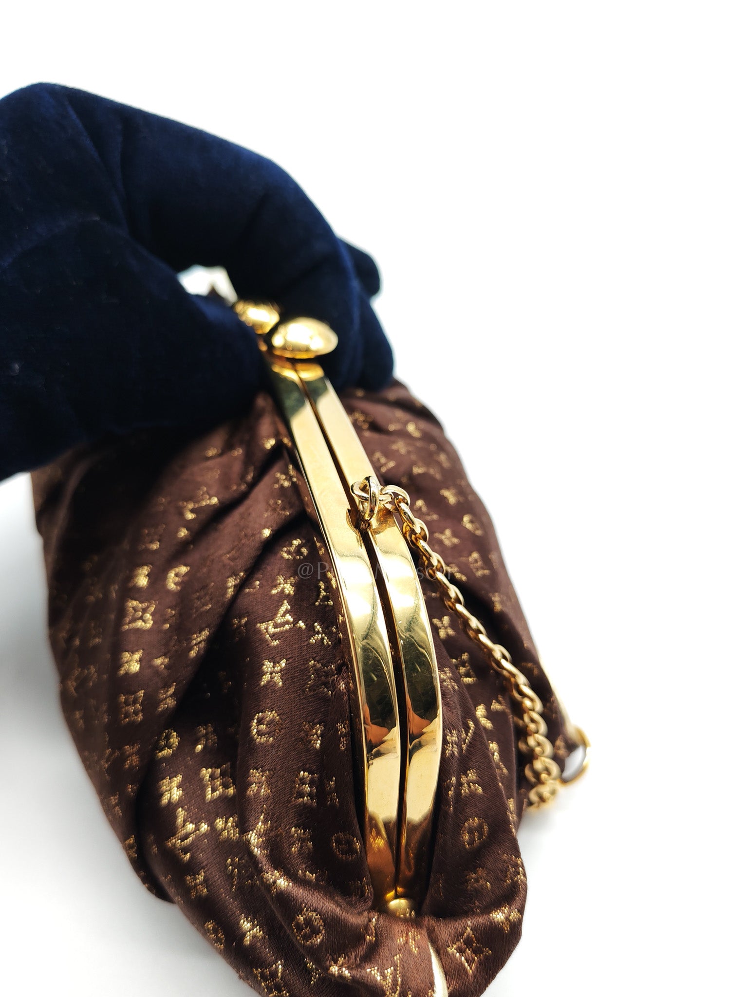 Aumonieve Evening Bag in Monogram Satin & Gold Hardware | Purse Maison Luxury Bags Shop