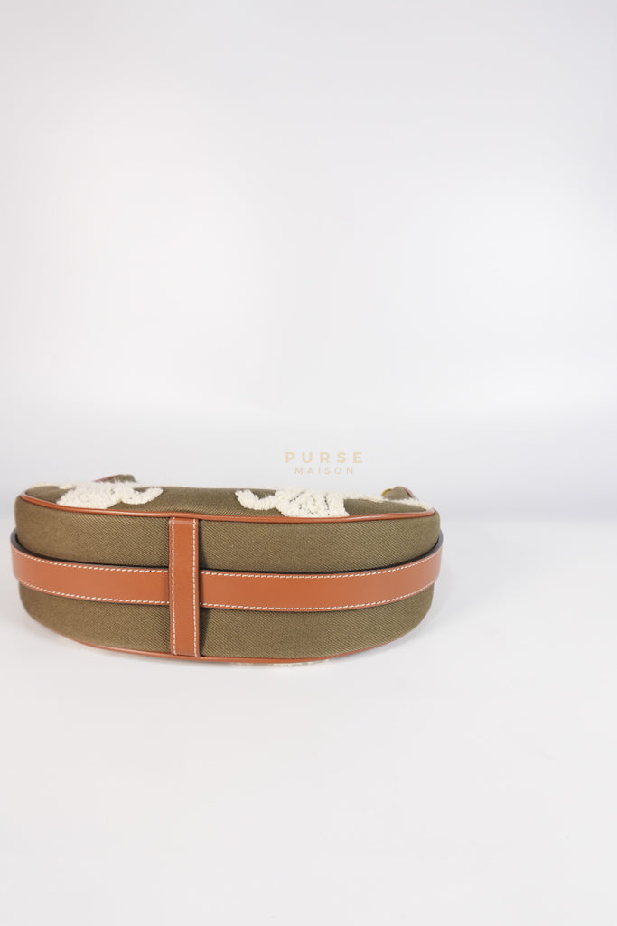 Ava Medium in Khaki/Tan Canvas Shoulder Bag | Purse Maison Luxury Bags Shop