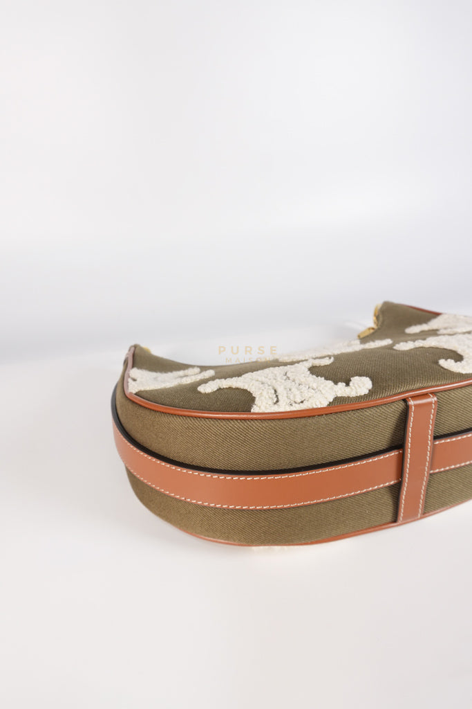 Ava Medium in Khaki/Tan Canvas Shoulder Bag | Purse Maison Luxury Bags Shop