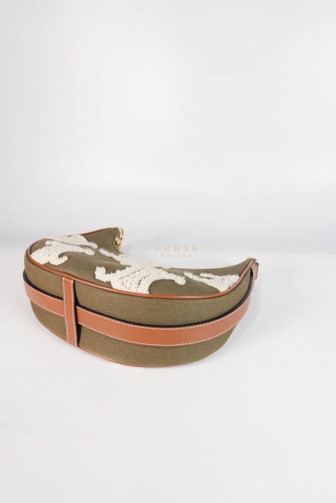 Ava Medium in Khaki/Tan Canvas Shoulder Bag | Purse Maison Luxury Bags Shop