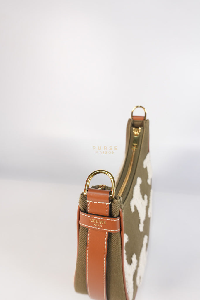 Ava Medium in Khaki/Tan Canvas Shoulder Bag | Purse Maison Luxury Bags Shop