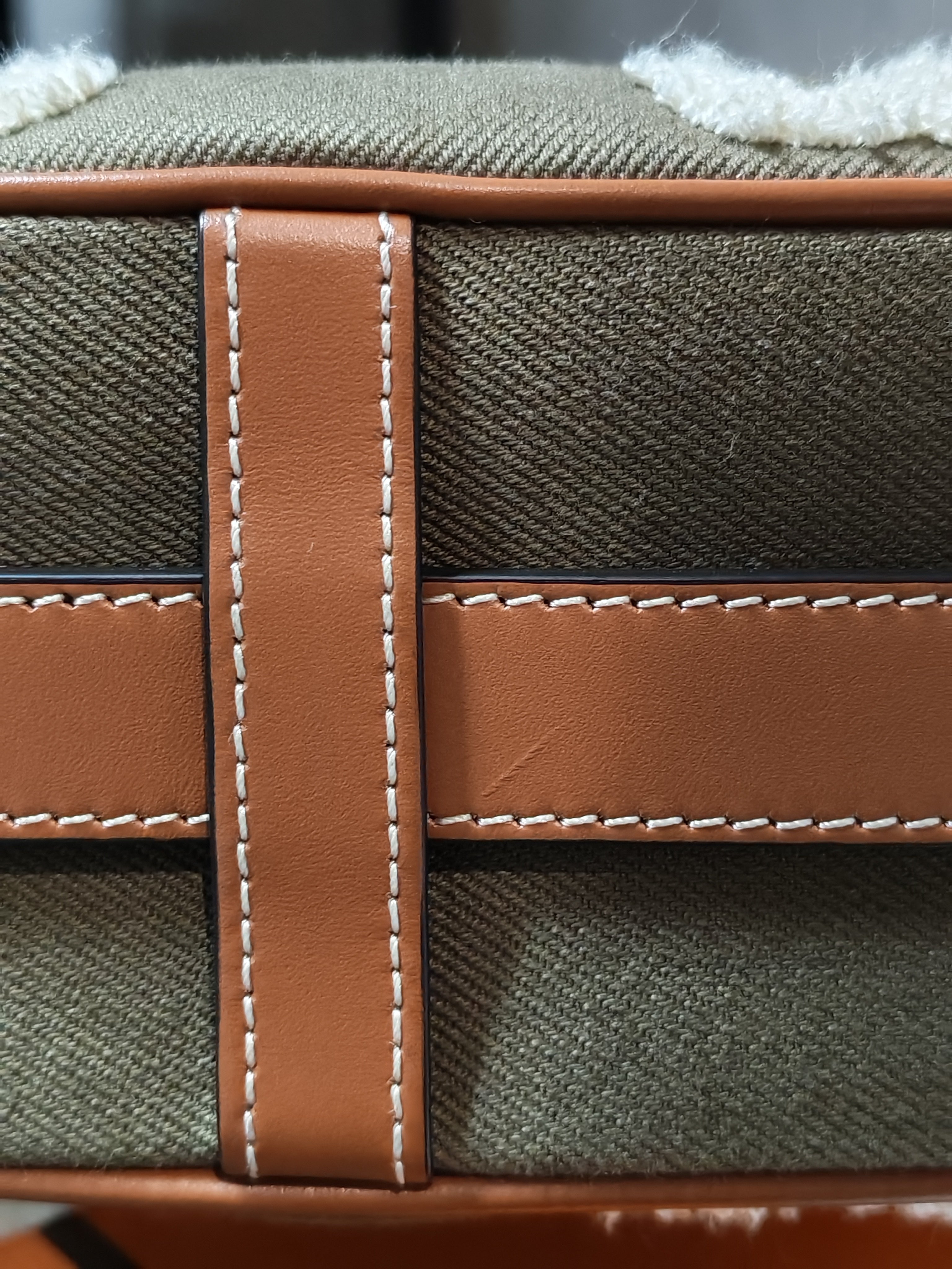 Ava Medium in Khaki/Tan Canvas Shoulder Bag | Purse Maison Luxury Bags Shop