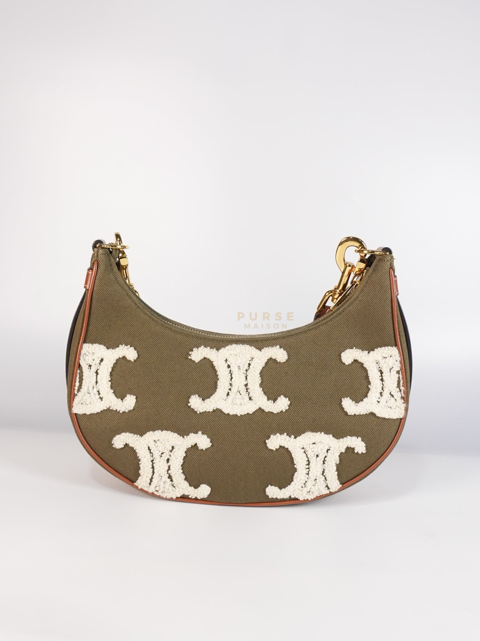 Ava Medium in Khaki/Tan Canvas Shoulder Bag | Purse Maison Luxury Bags Shop